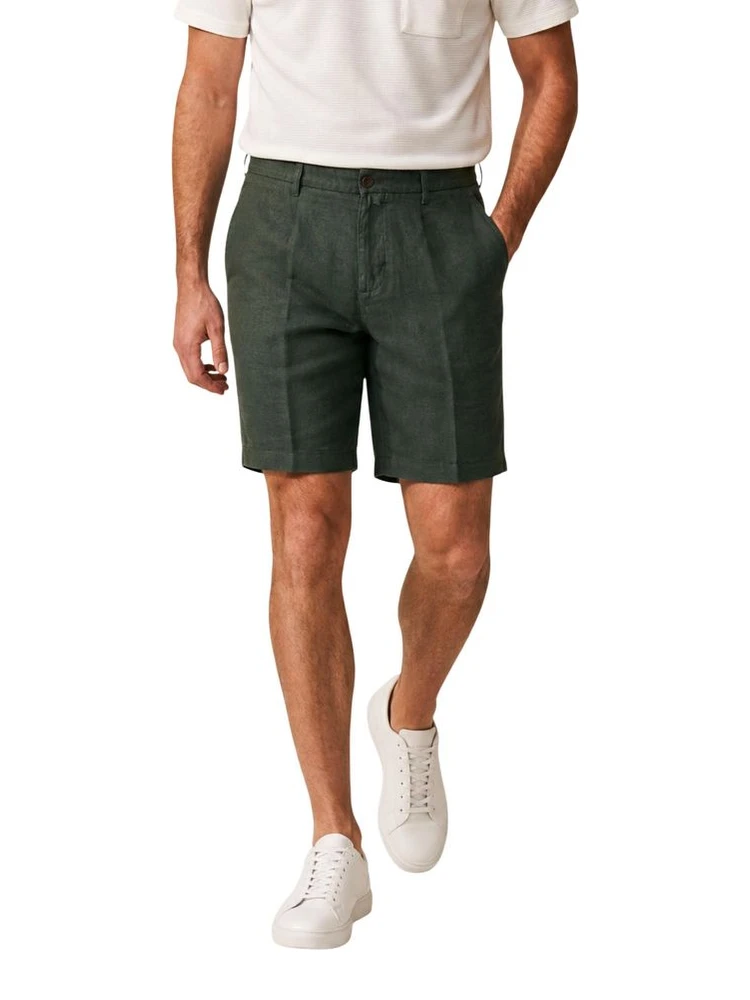 Green Linen Bermuda Shorts