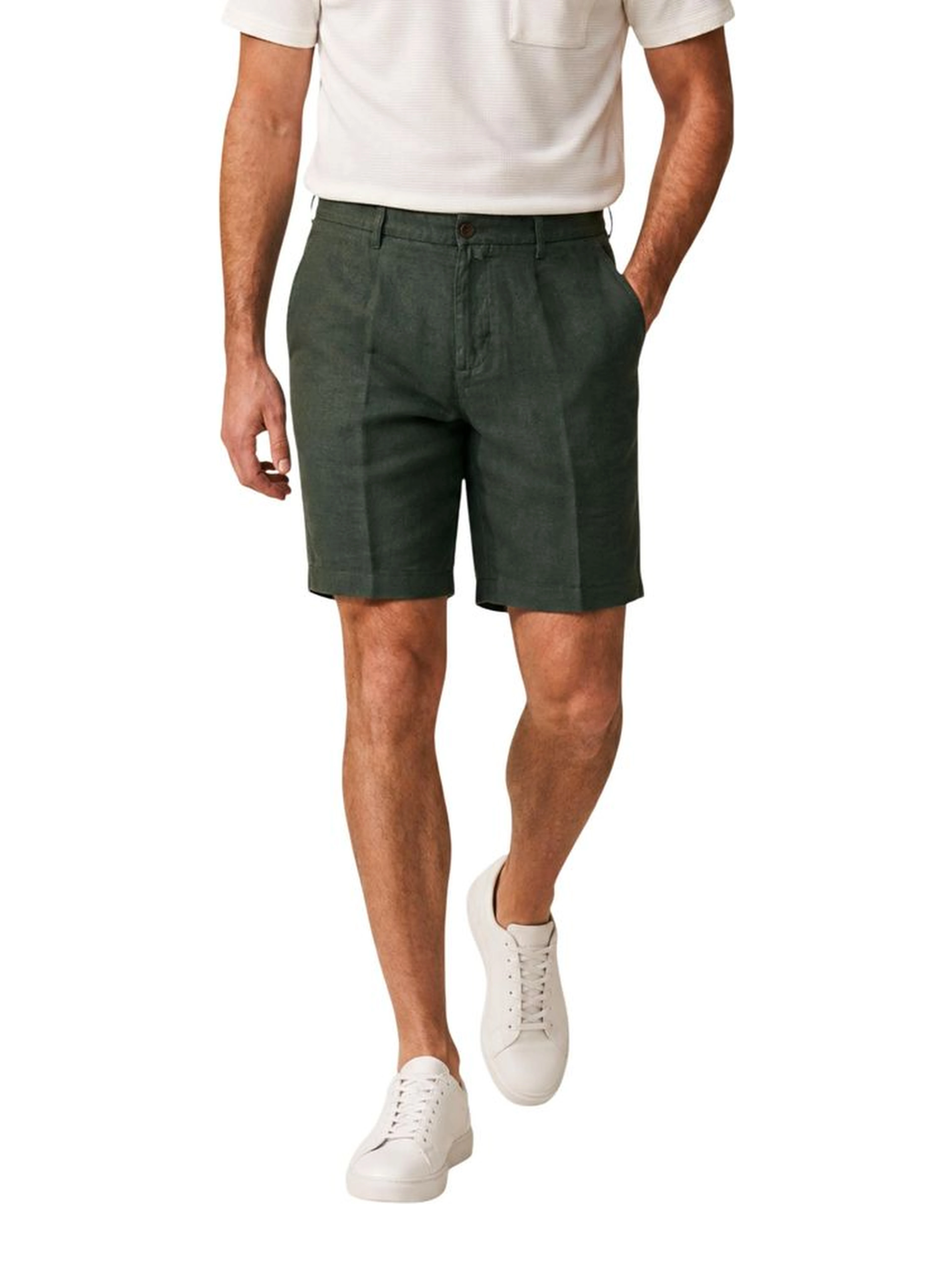 Green Linen Bermuda Shorts