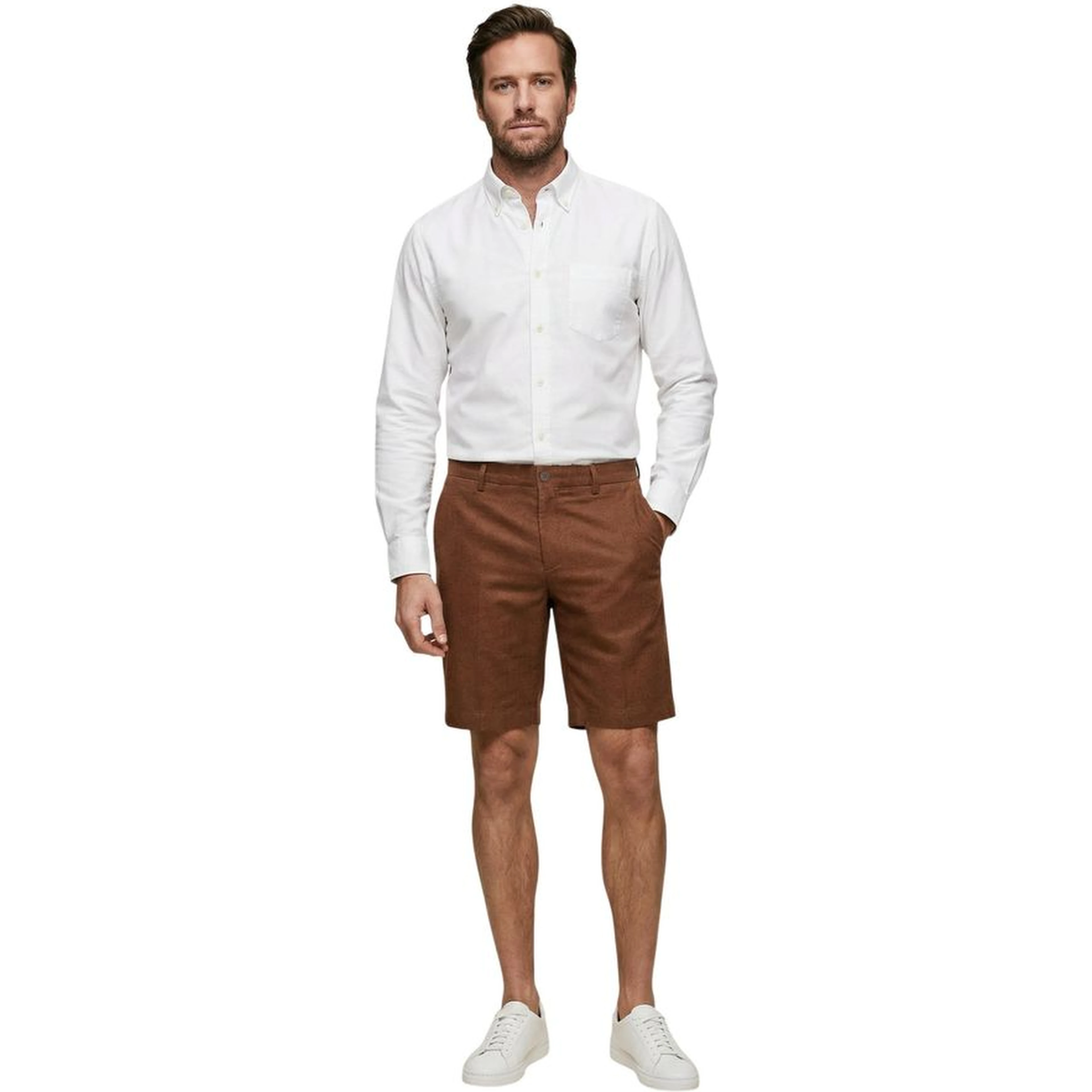 Beige Linen Bermuda Shorts
