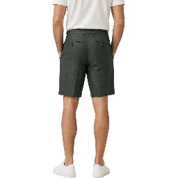 Green Linen Bermuda Shorts