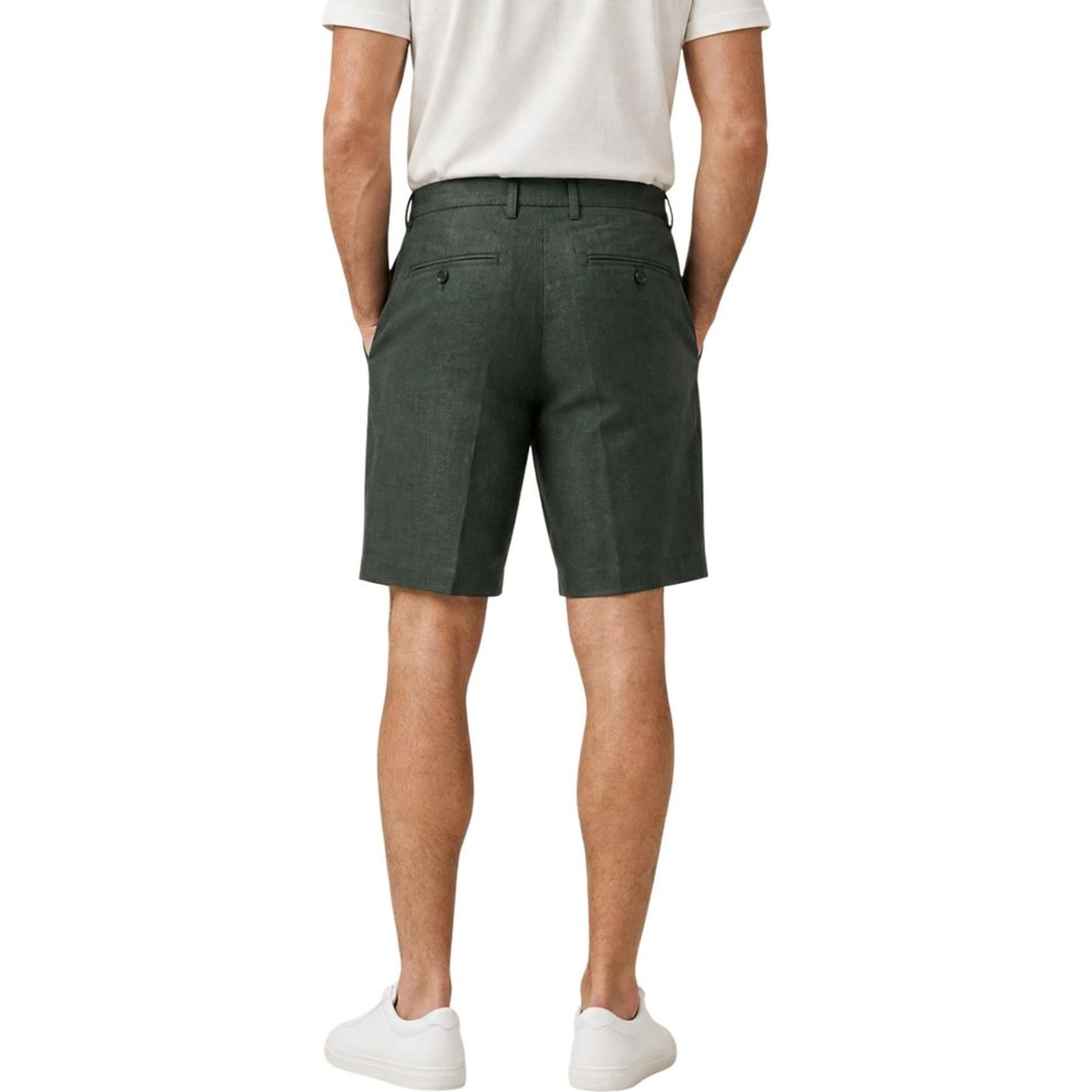 Green Linen Bermuda Shorts