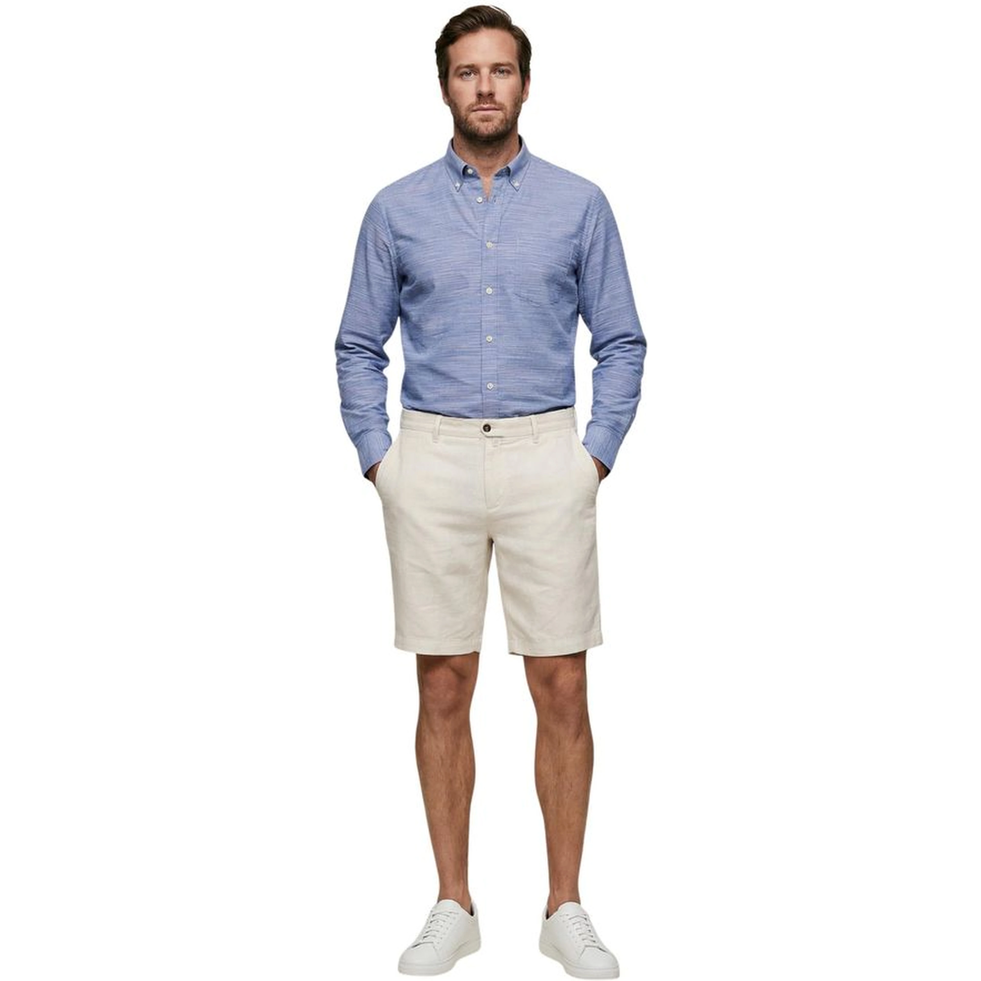 White Linen Bermuda Shorts