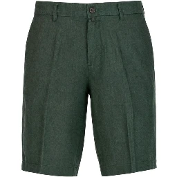 Green Linen Bermuda Shorts