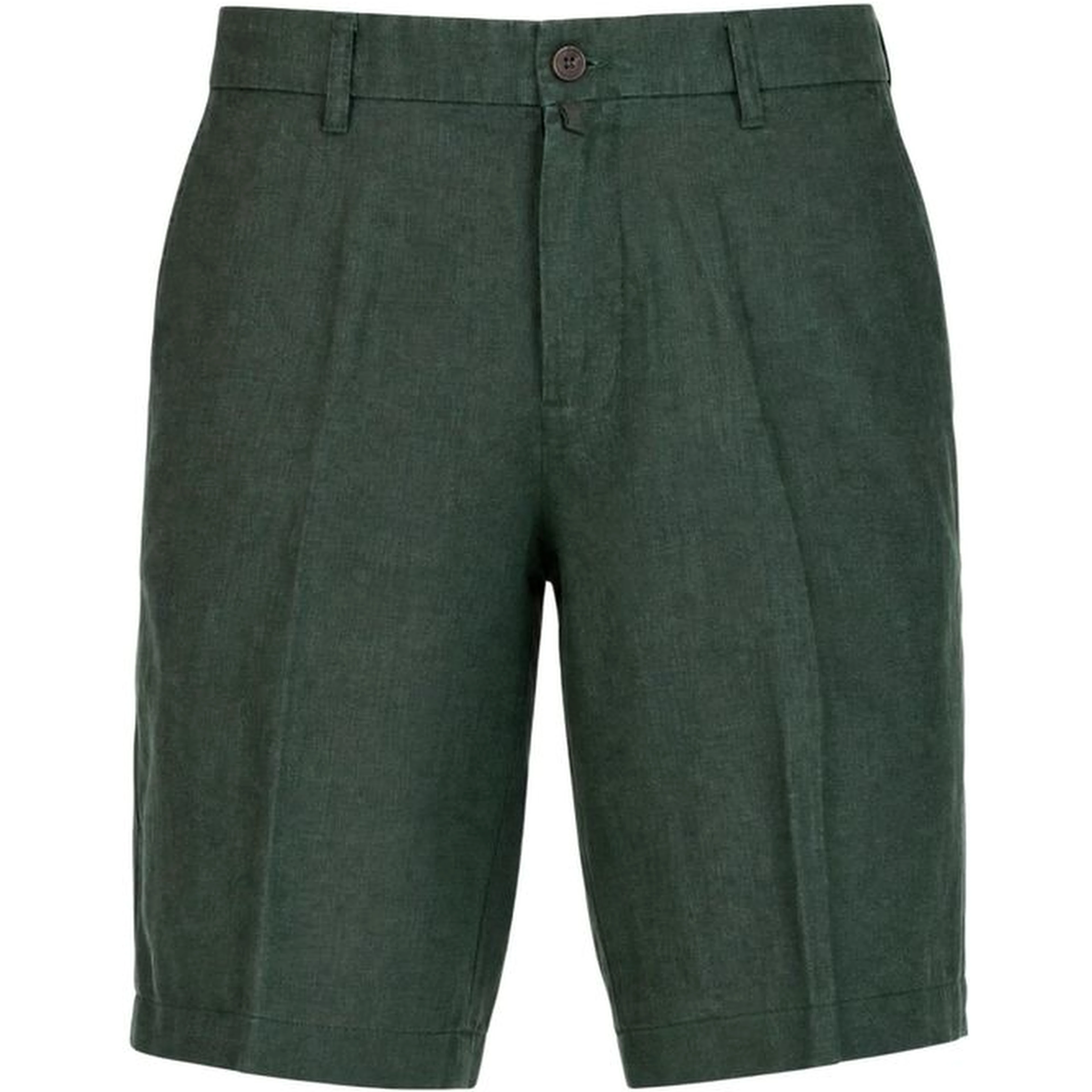 Green Linen Bermuda Shorts