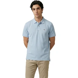 Blue Cotton Polo Shirt