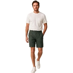 Green Linen Bermuda Shorts