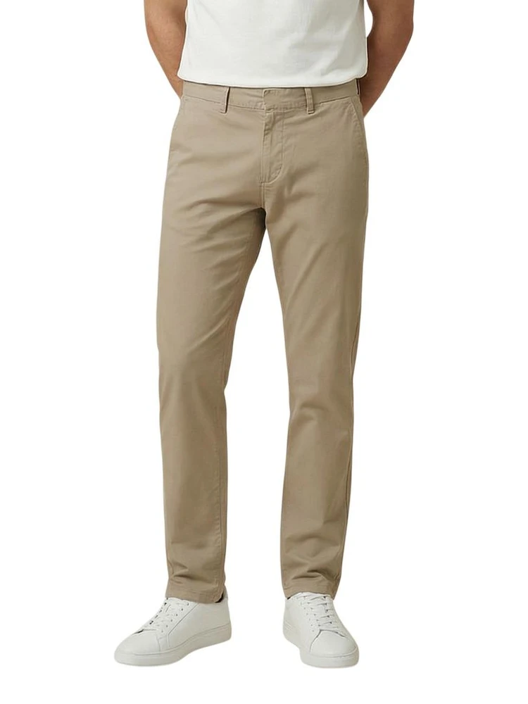Beige Cotton Skinny Pants