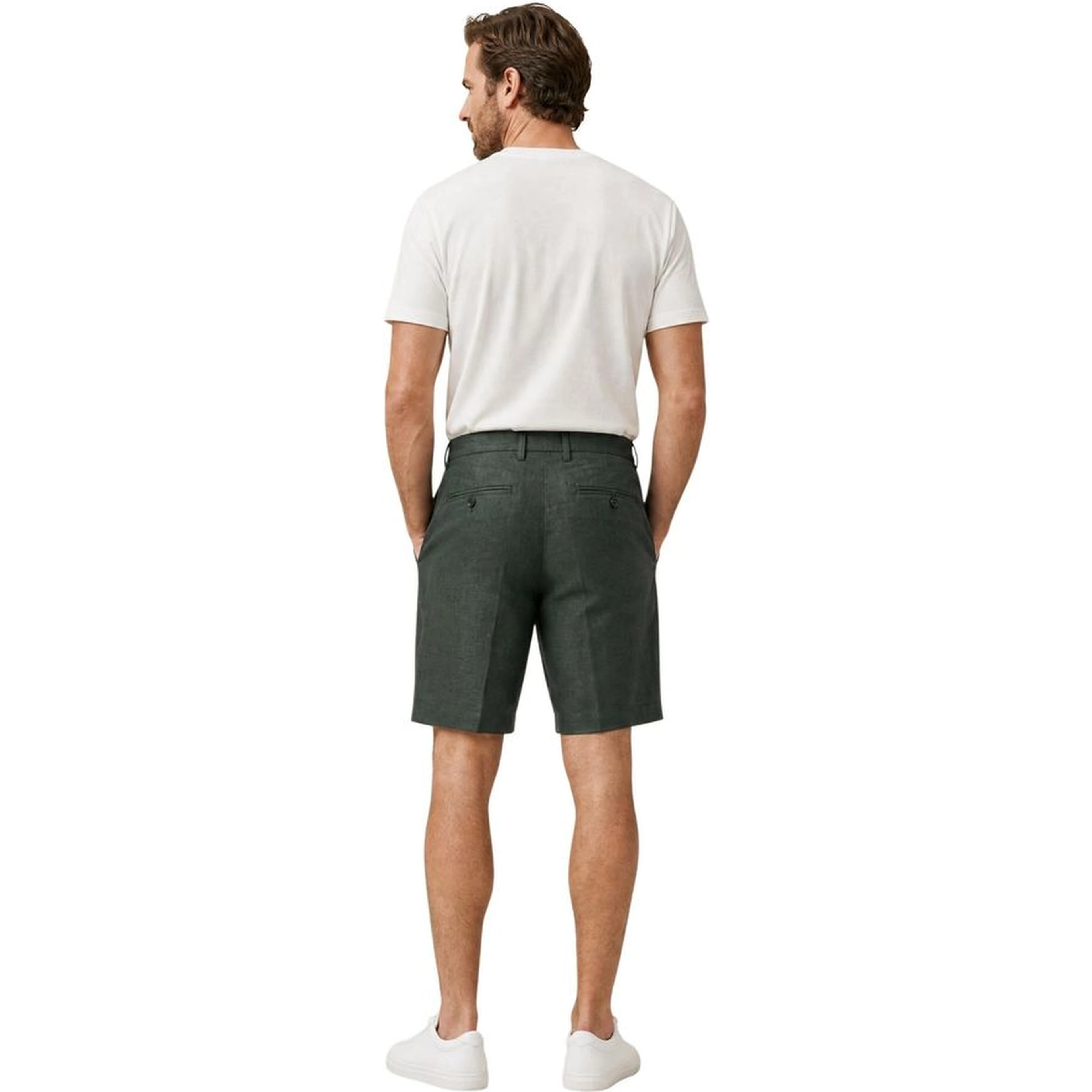 Green Linen Bermuda Shorts