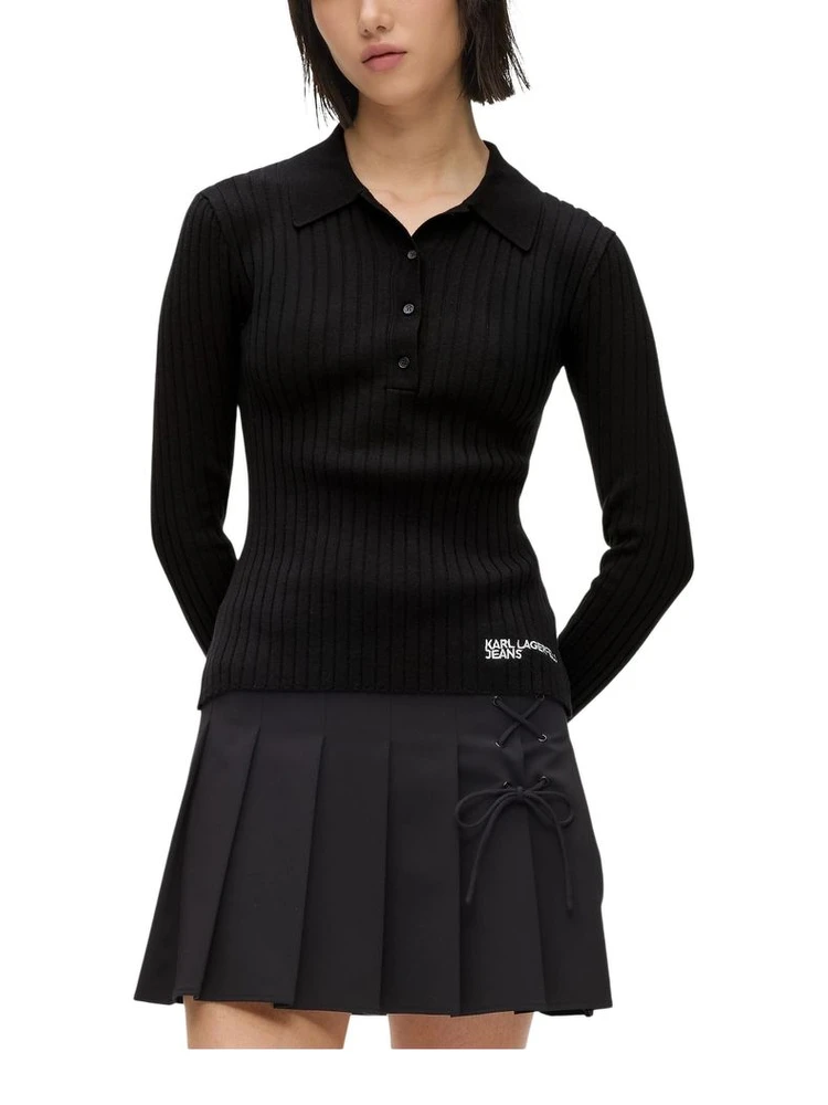 Black Viscose Long Sleeve T-Shirt
