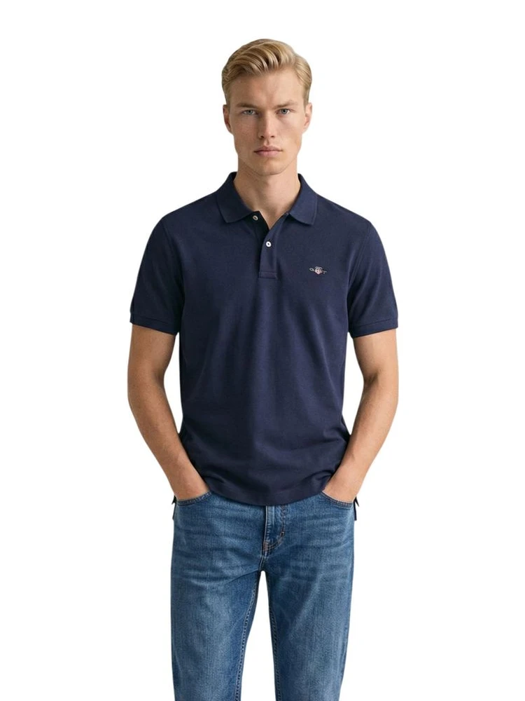 Blue Cotton Polo Shirt
