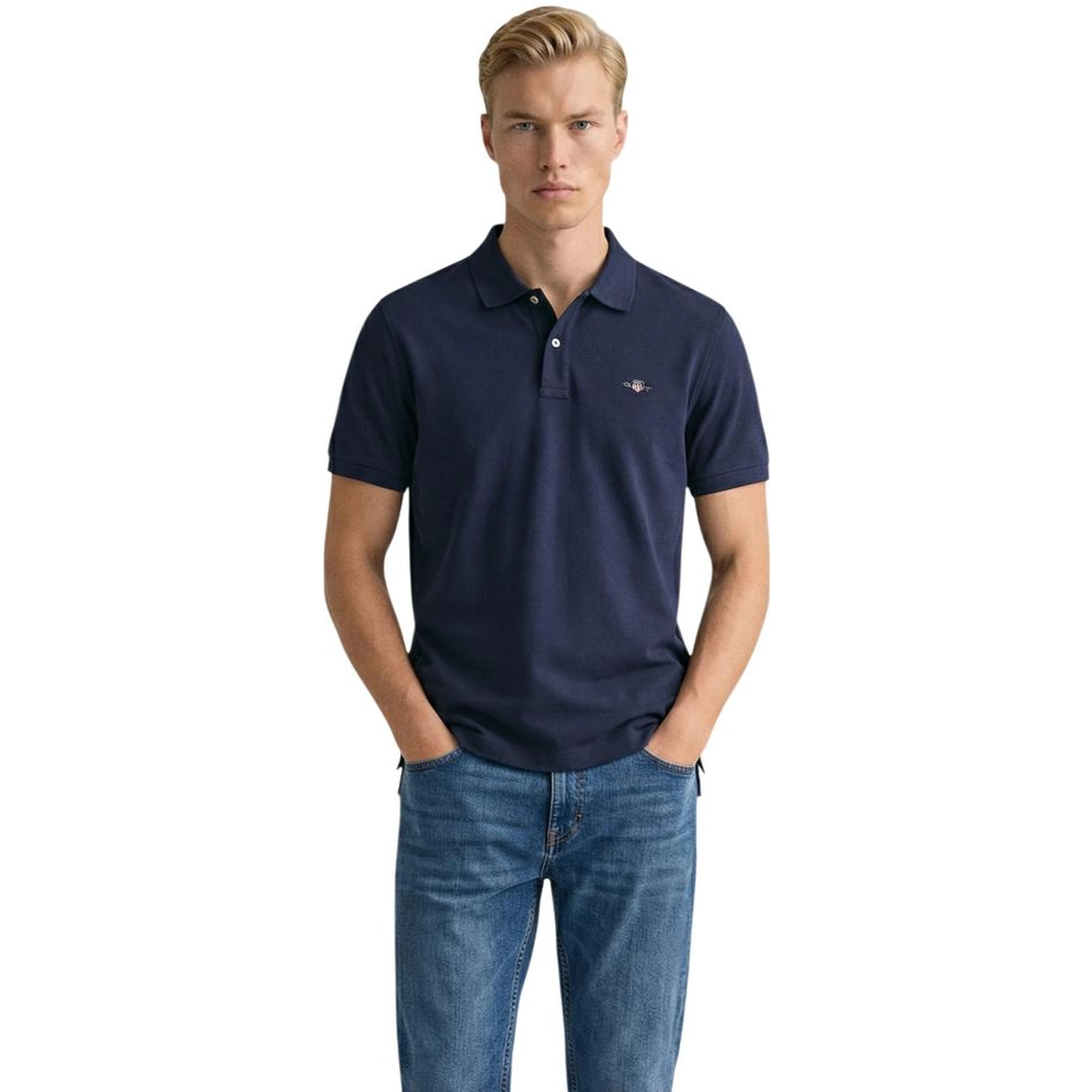 Blue Cotton Polo Shirt