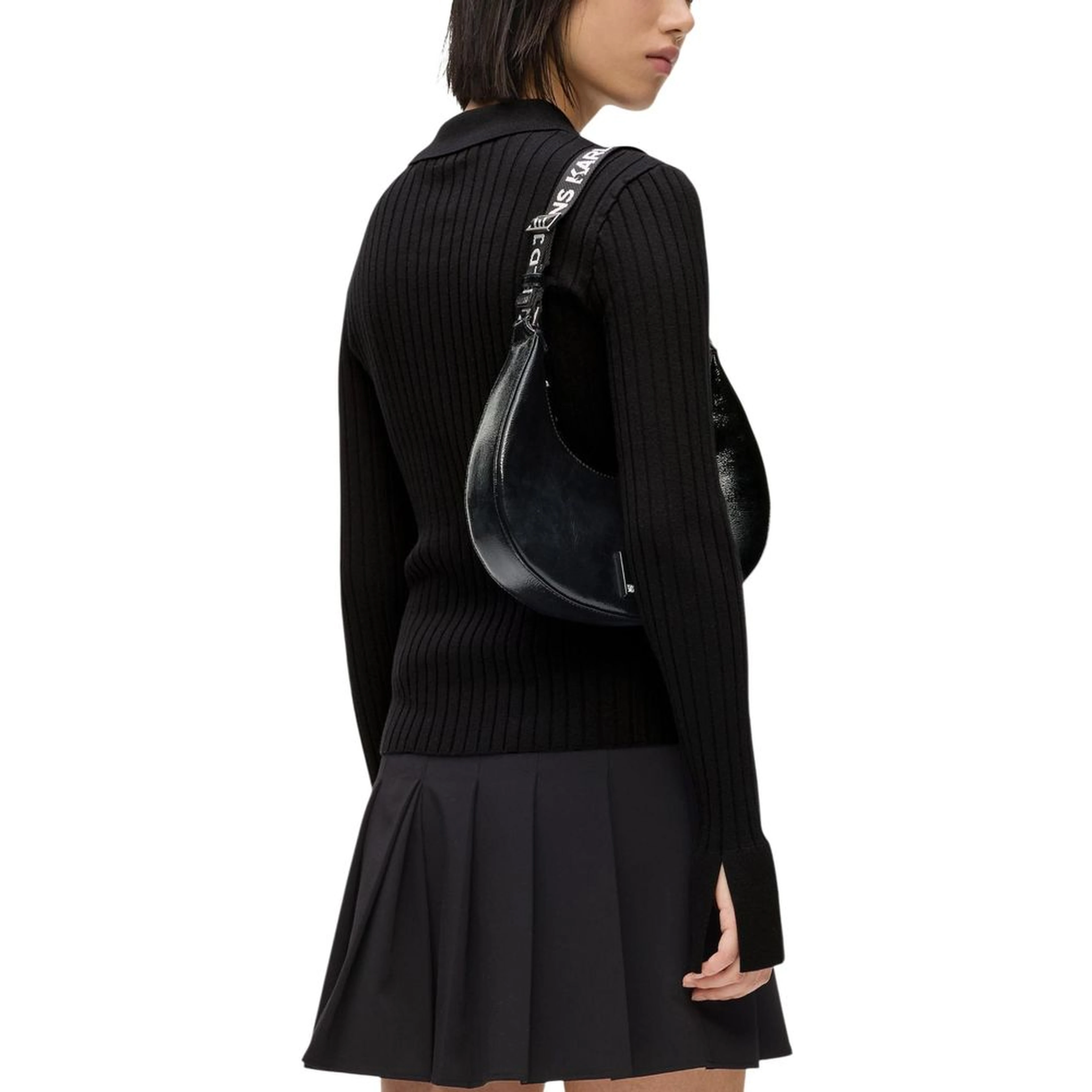 Black Viscose Long Sleeve T-Shirt