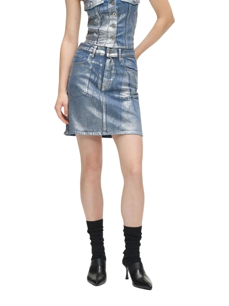 Bicolor Cotton Mini Skirt
