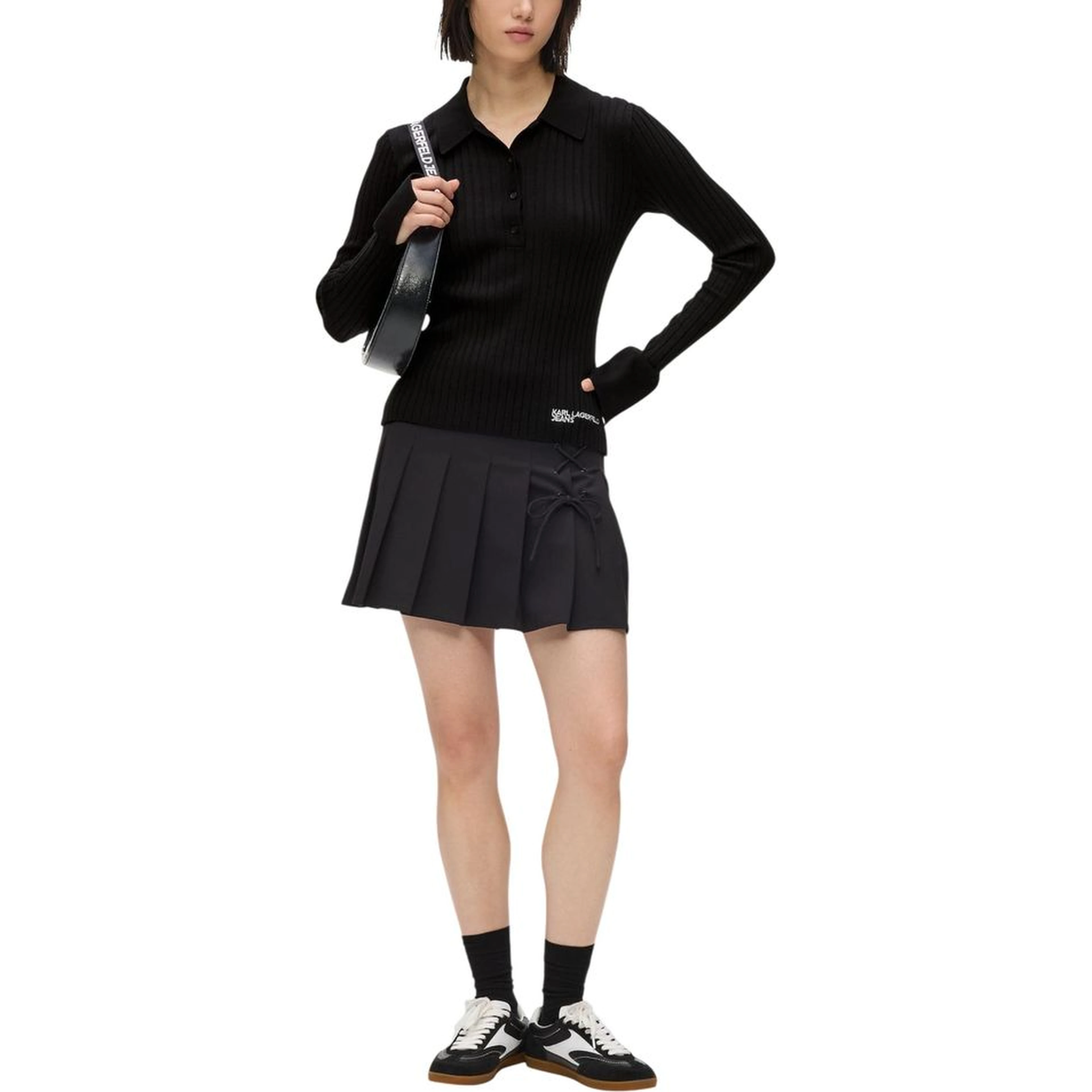 Black Viscose Long Sleeve T-Shirt
