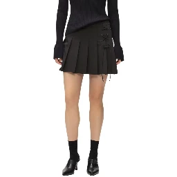 Black Polyester Mini Skirt
