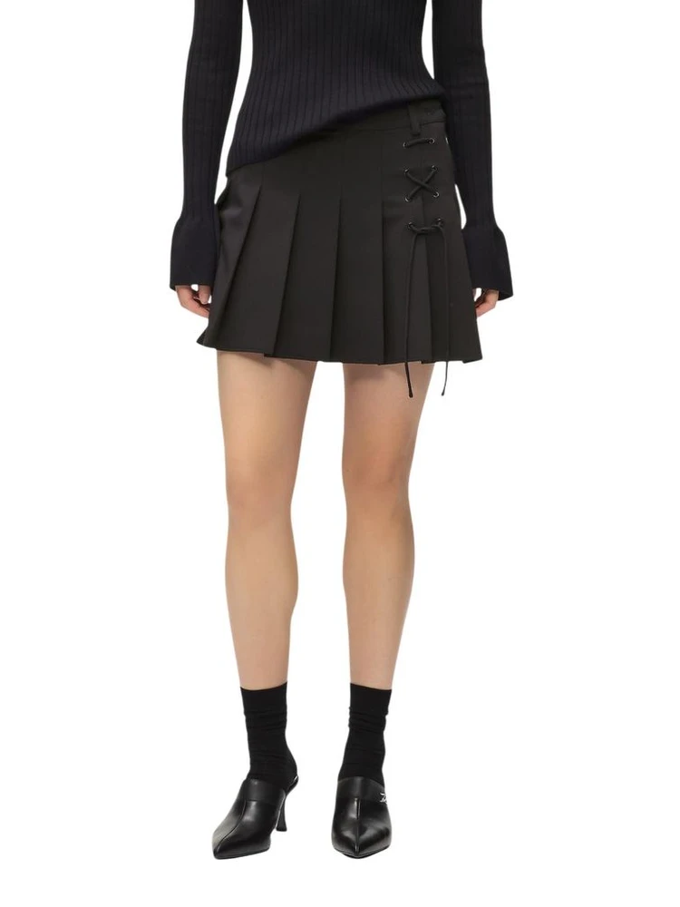 Black Polyester Mini Skirt