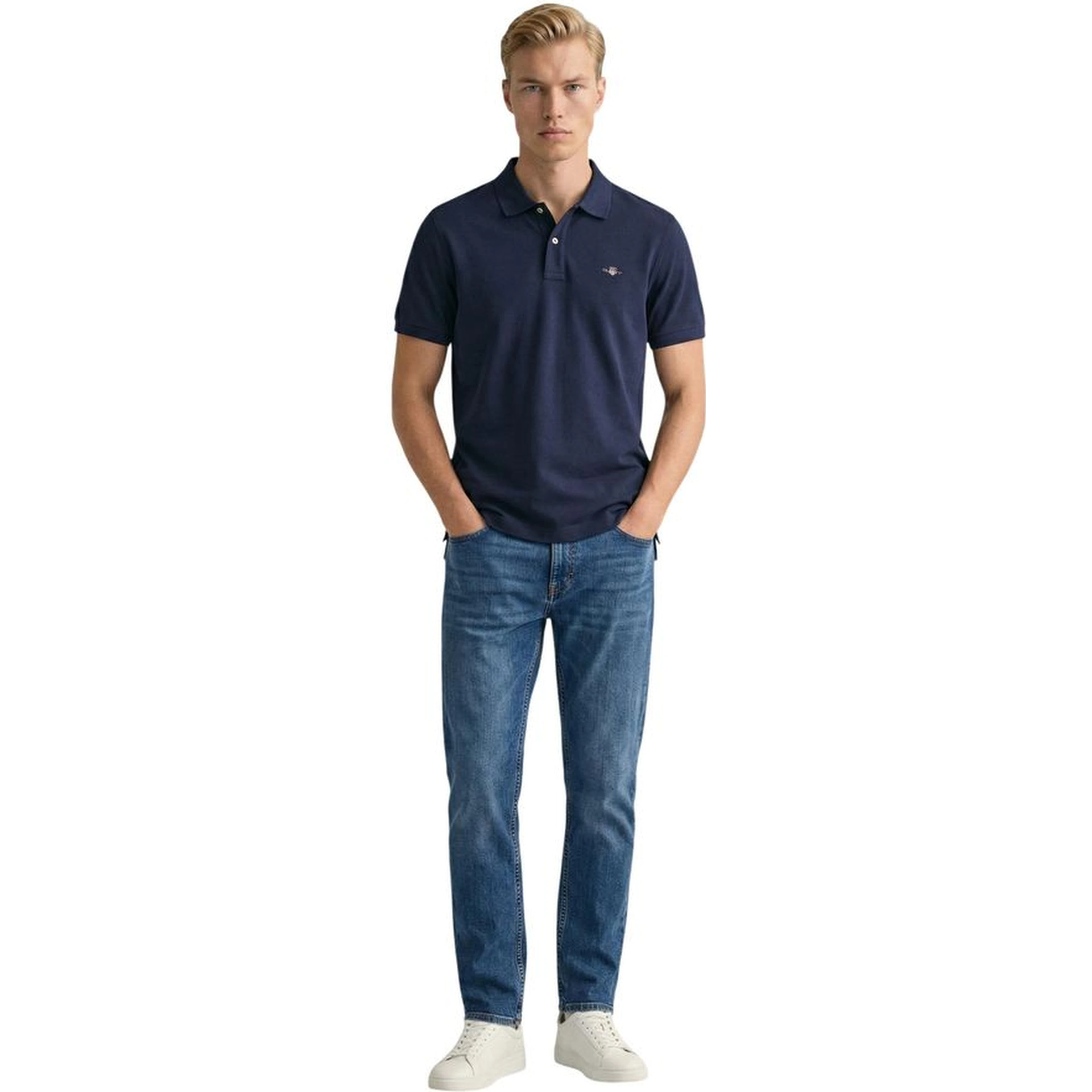 Blue Cotton Polo Shirt
