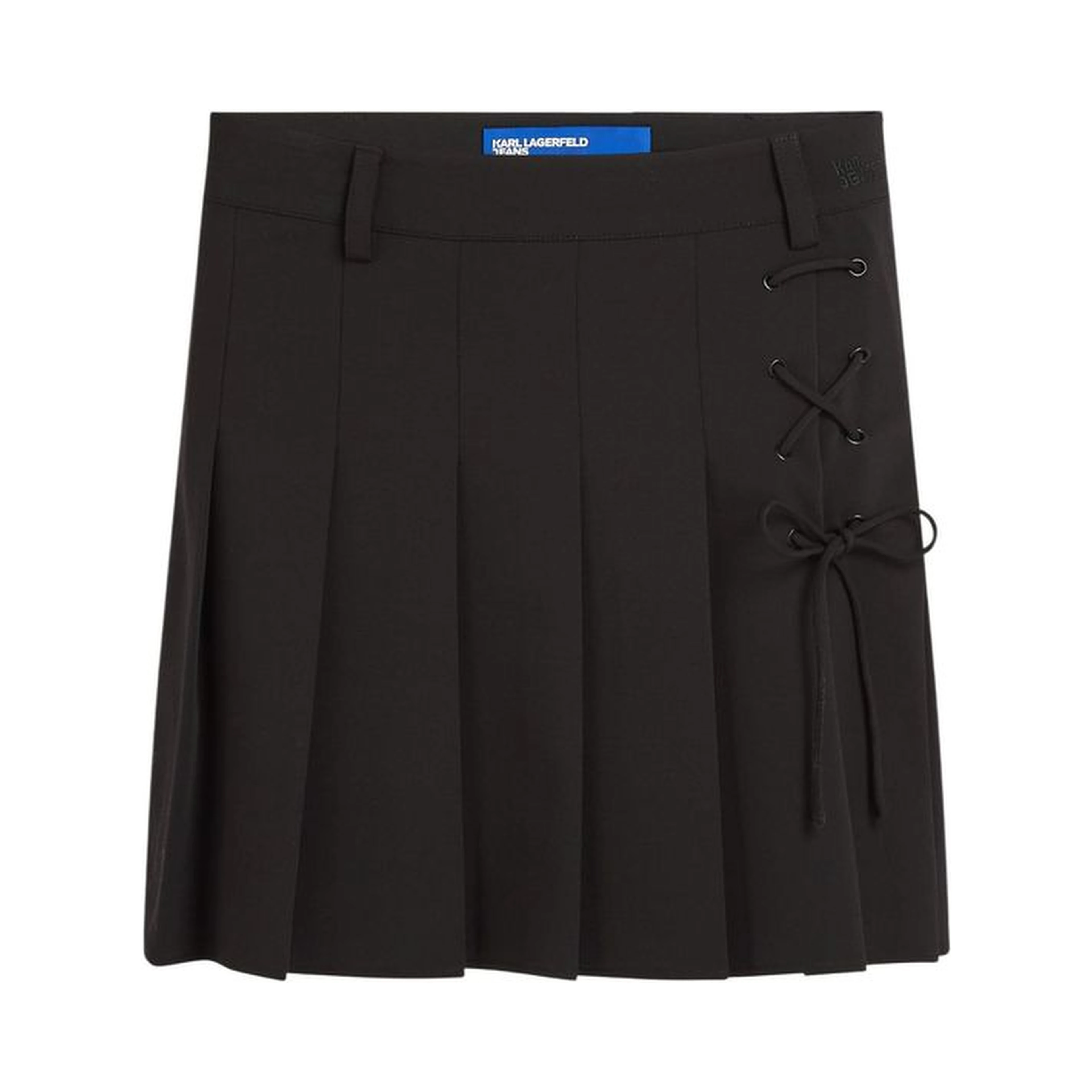 Black Polyester Mini Skirt