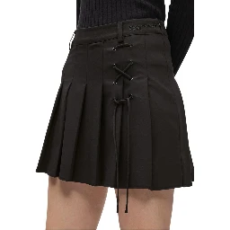 Black Polyester Mini Skirt