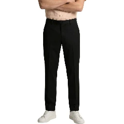 Black Polyester Skinny Pants