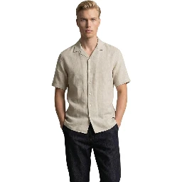 Beige Linen Shortsleeve Shirt