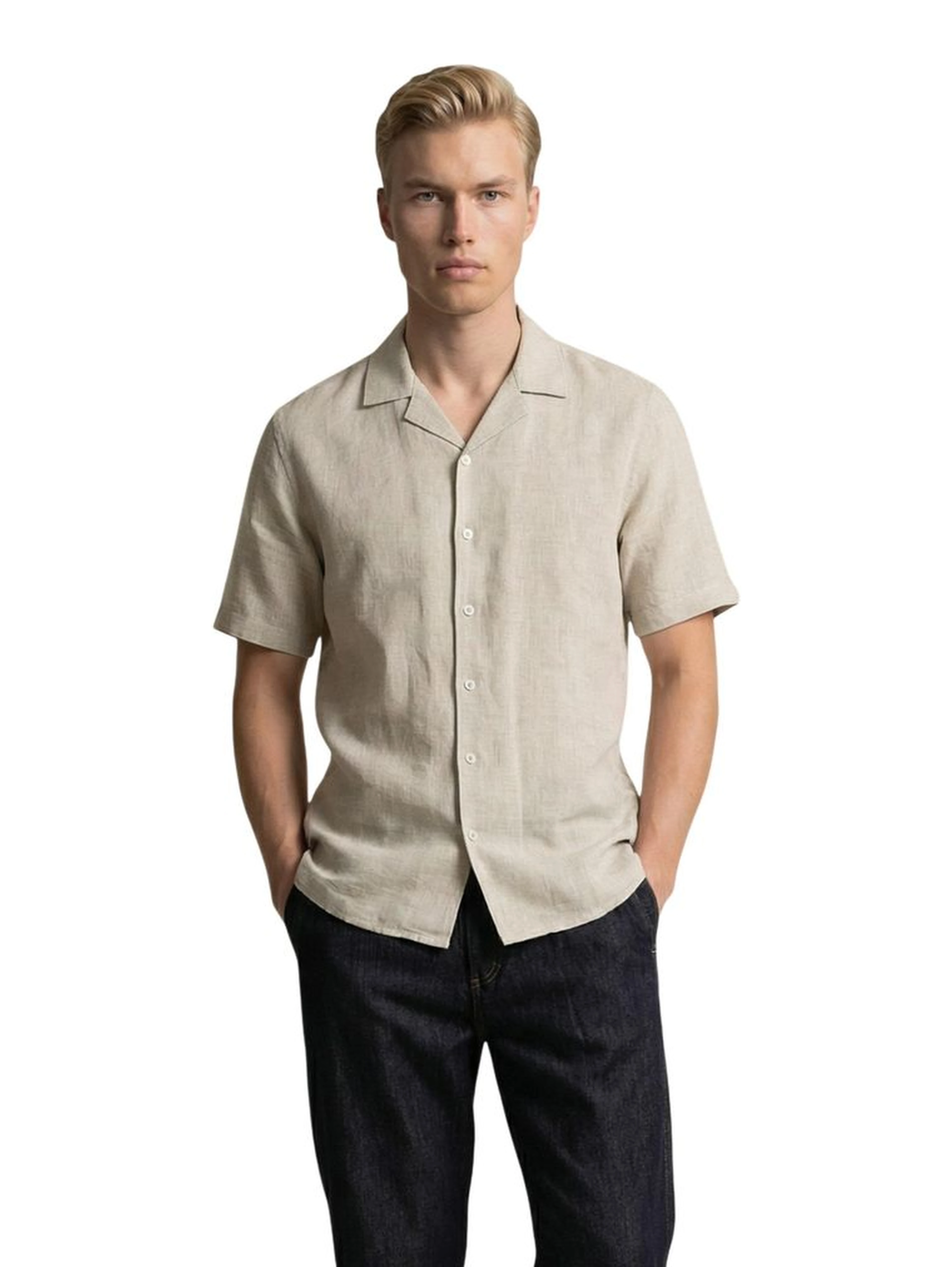 Beige Linen Shortsleeve Shirt