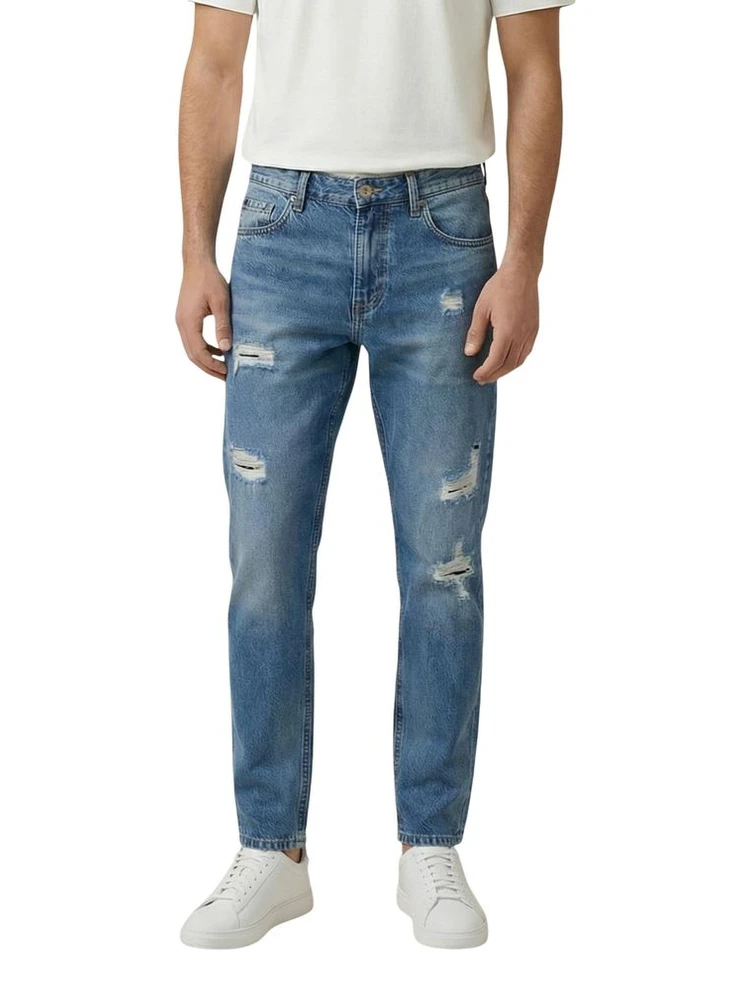 Blue Cotton Skinny Jeans