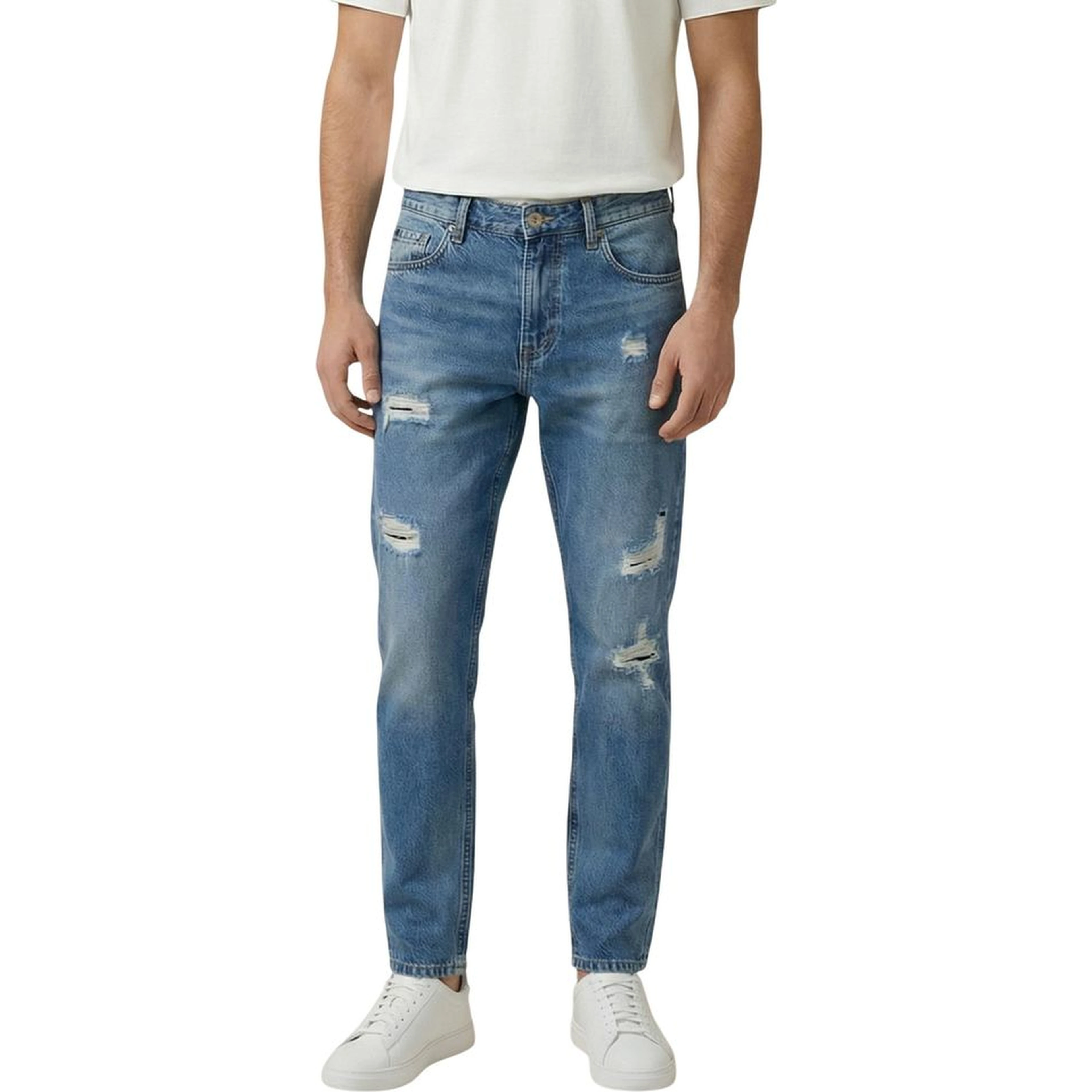 Blue Cotton Skinny Jeans