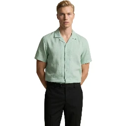 Green Linen Shortsleeve Shirt