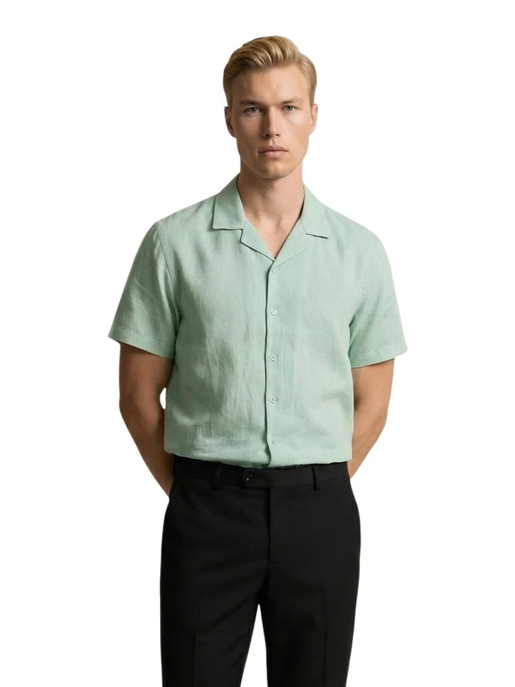 Green Linen Shortsleeve Shirt