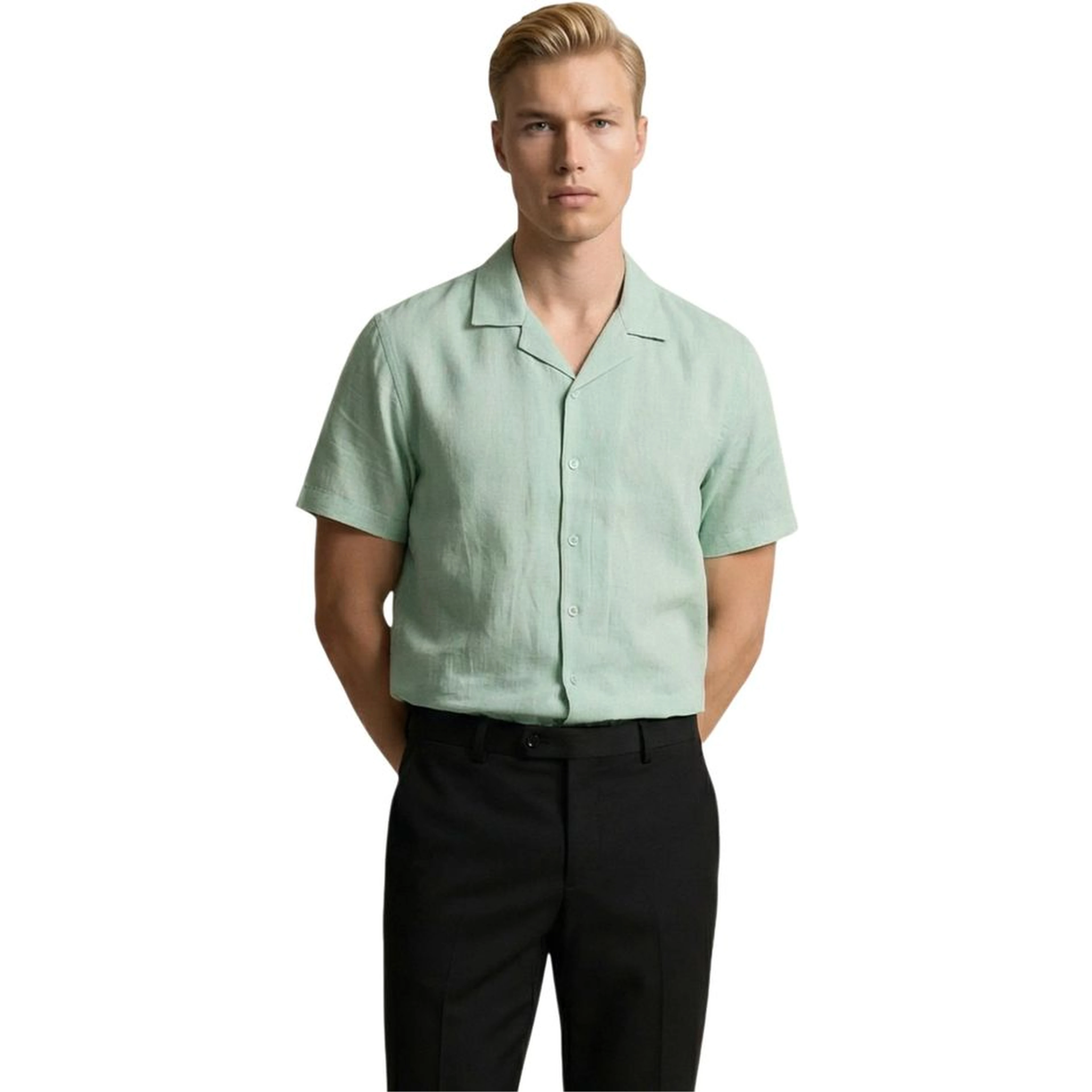 Green Linen Shortsleeve Shirt