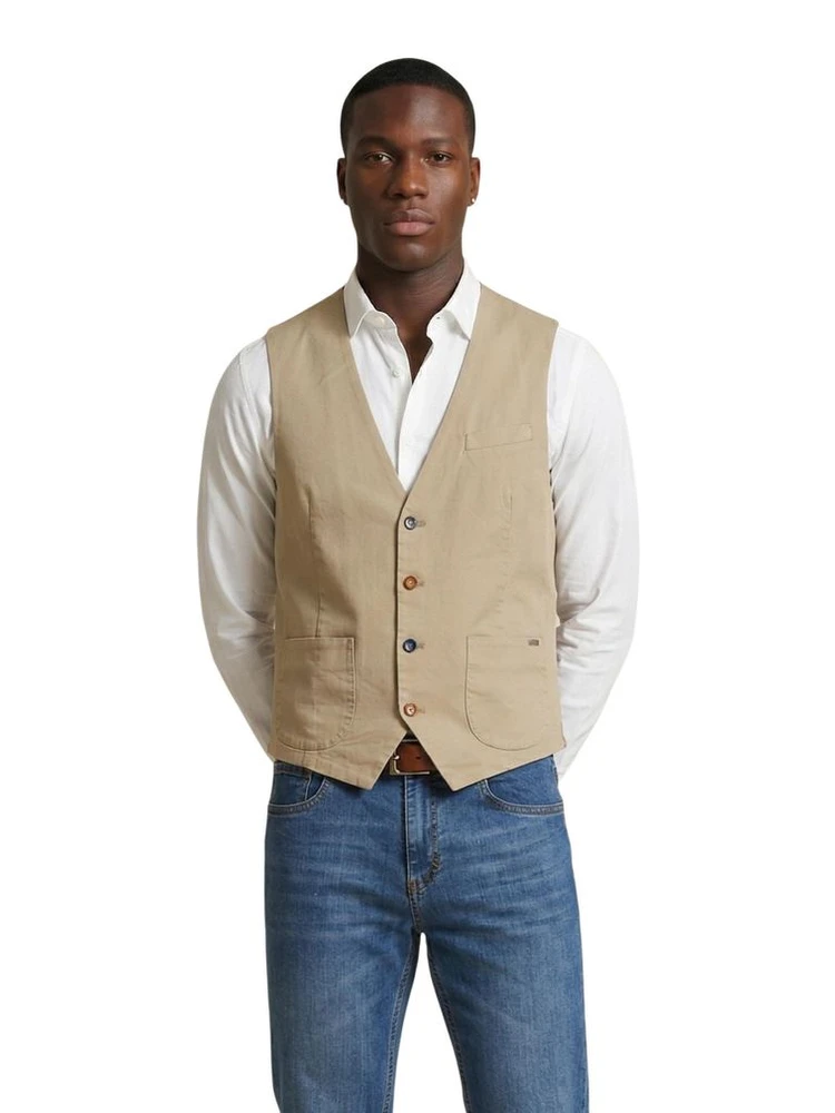 Beige Cotton Waistcoat