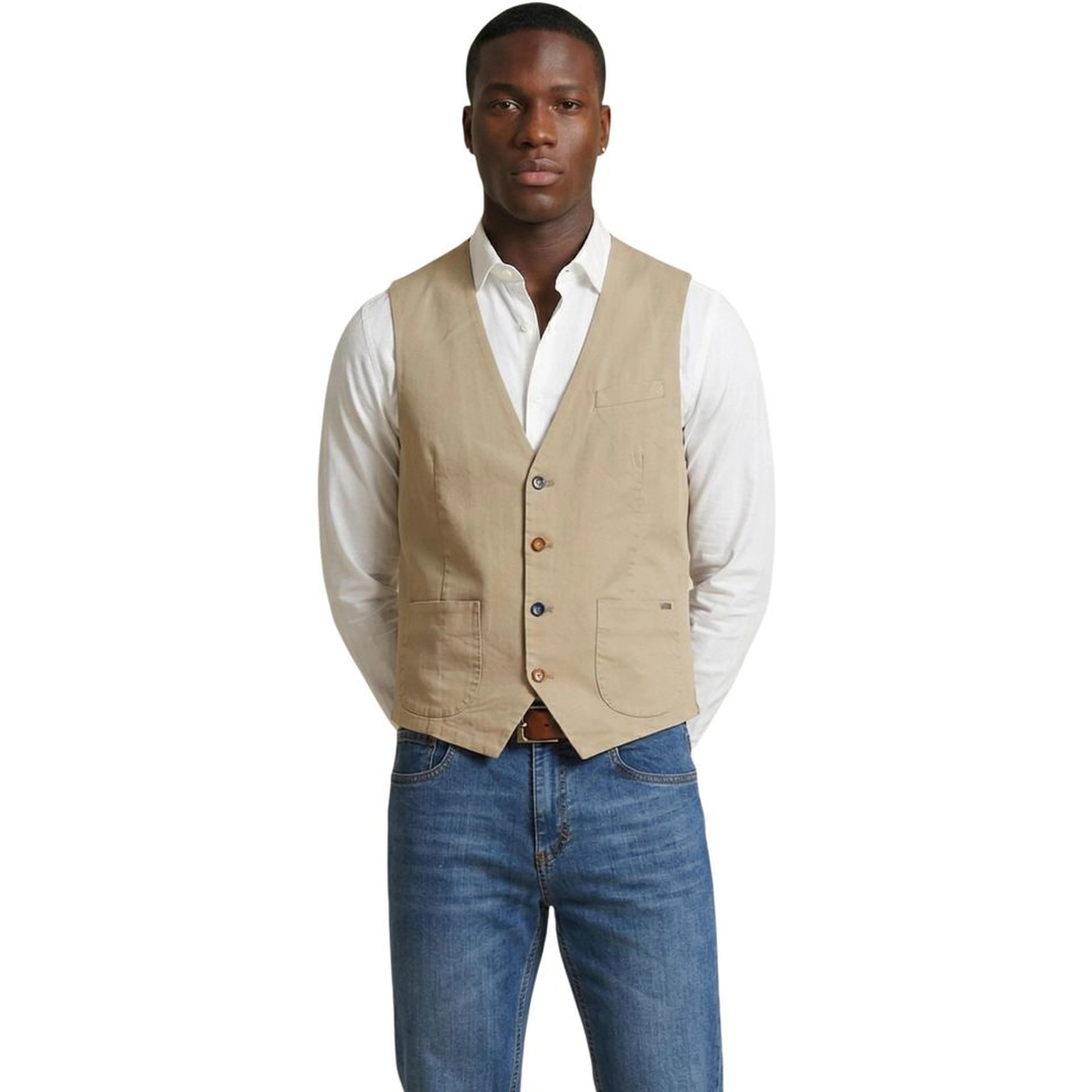 Beige Cotton Waistcoat