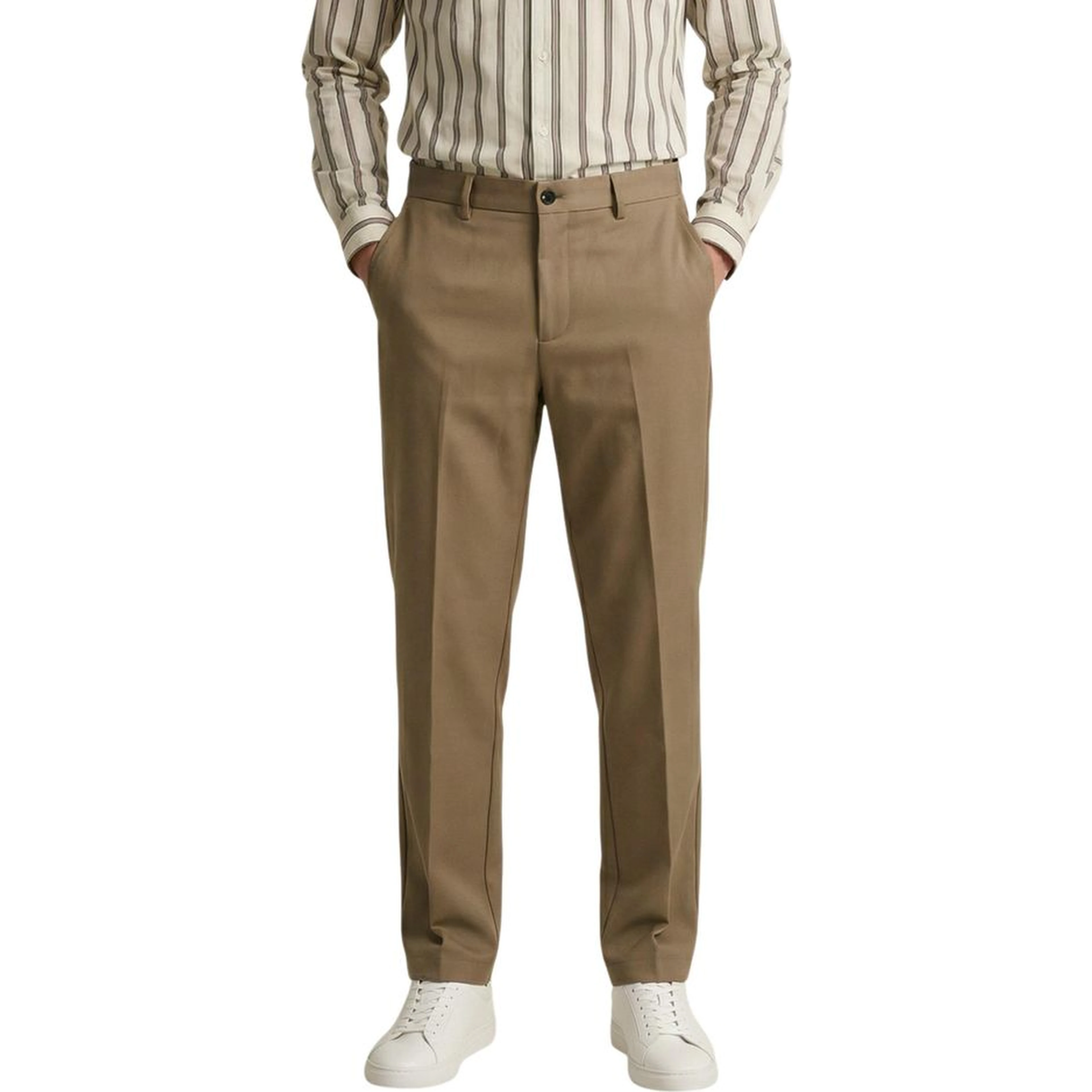 Beige Polyester Skinny Pants