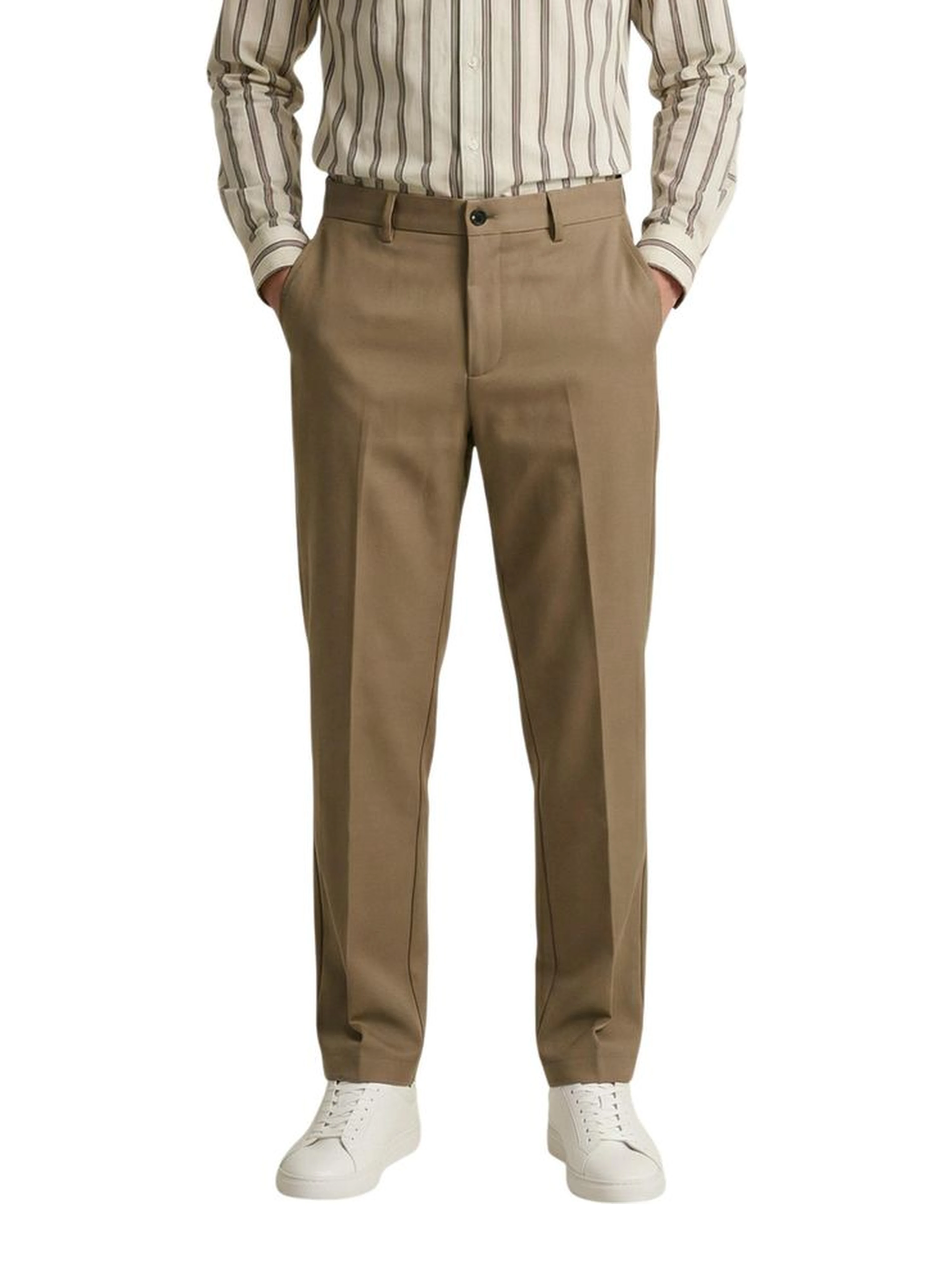 Beige Polyester Skinny Pants