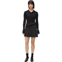 Black Polyester Mini Skirt