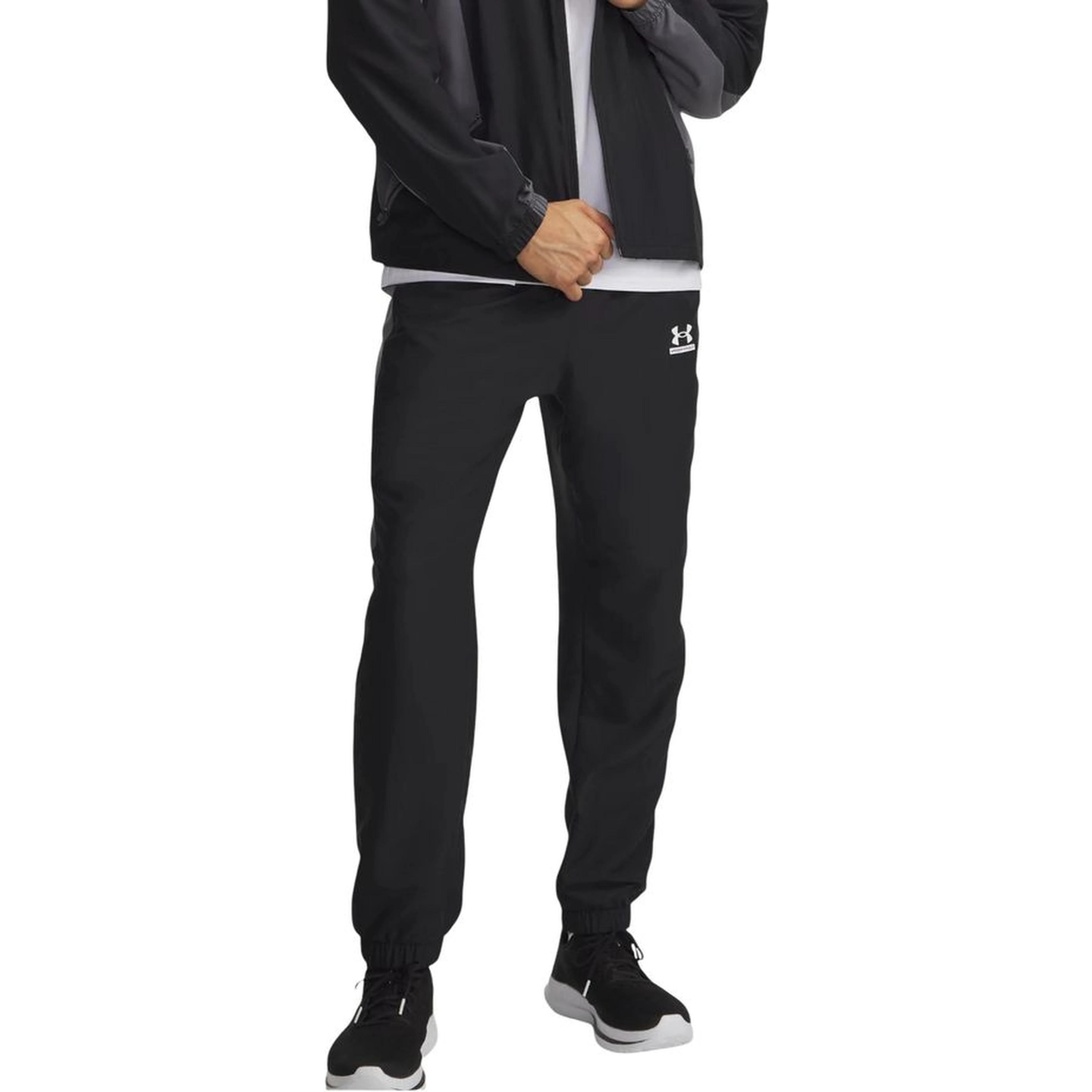 Black And White Polyester Joggers (Workout Pants)