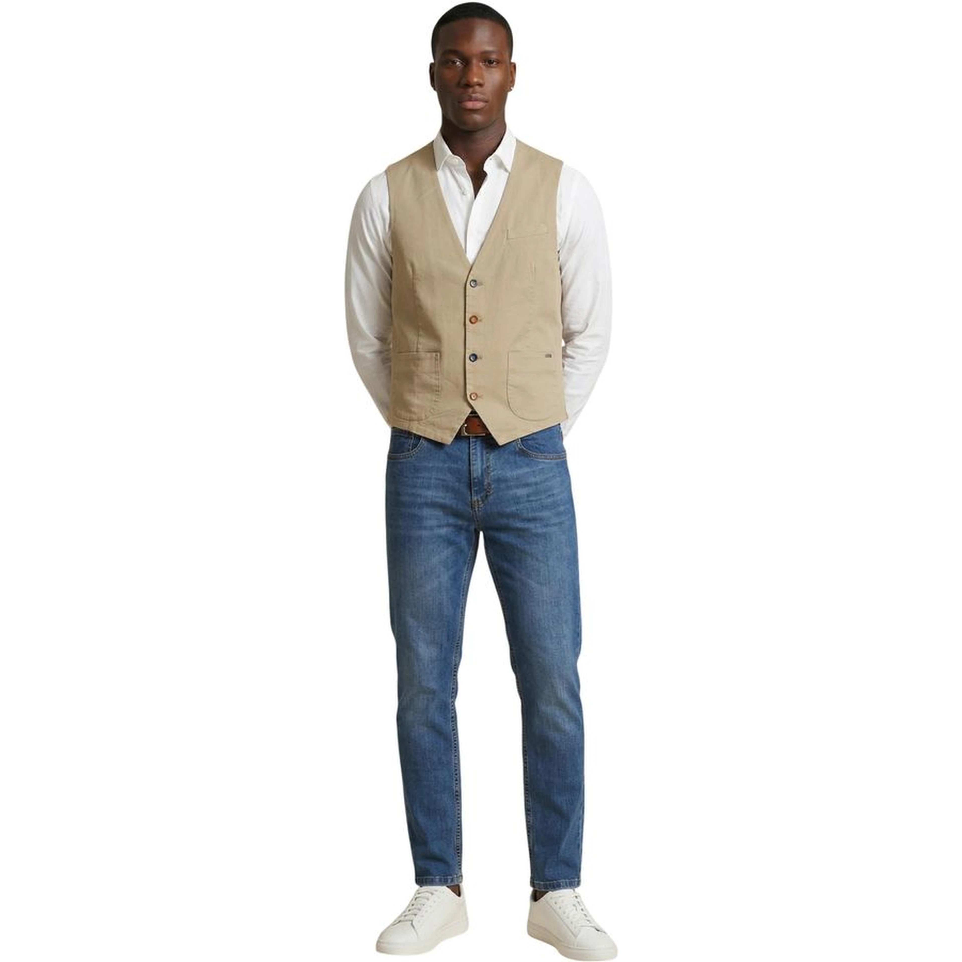 Beige Cotton Waistcoat
