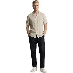 Beige Linen Shortsleeve Shirt
