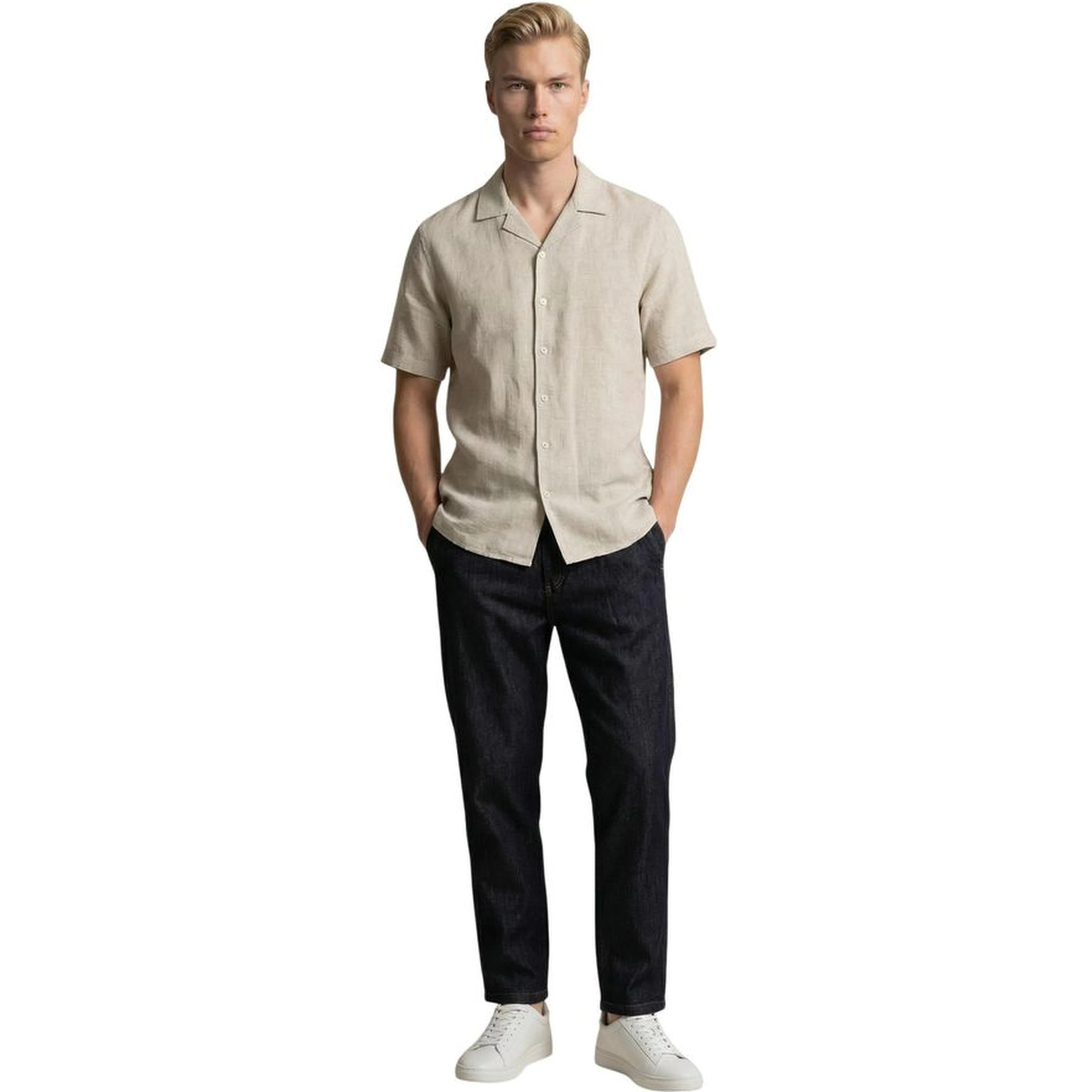 Beige Linen Shortsleeve Shirt