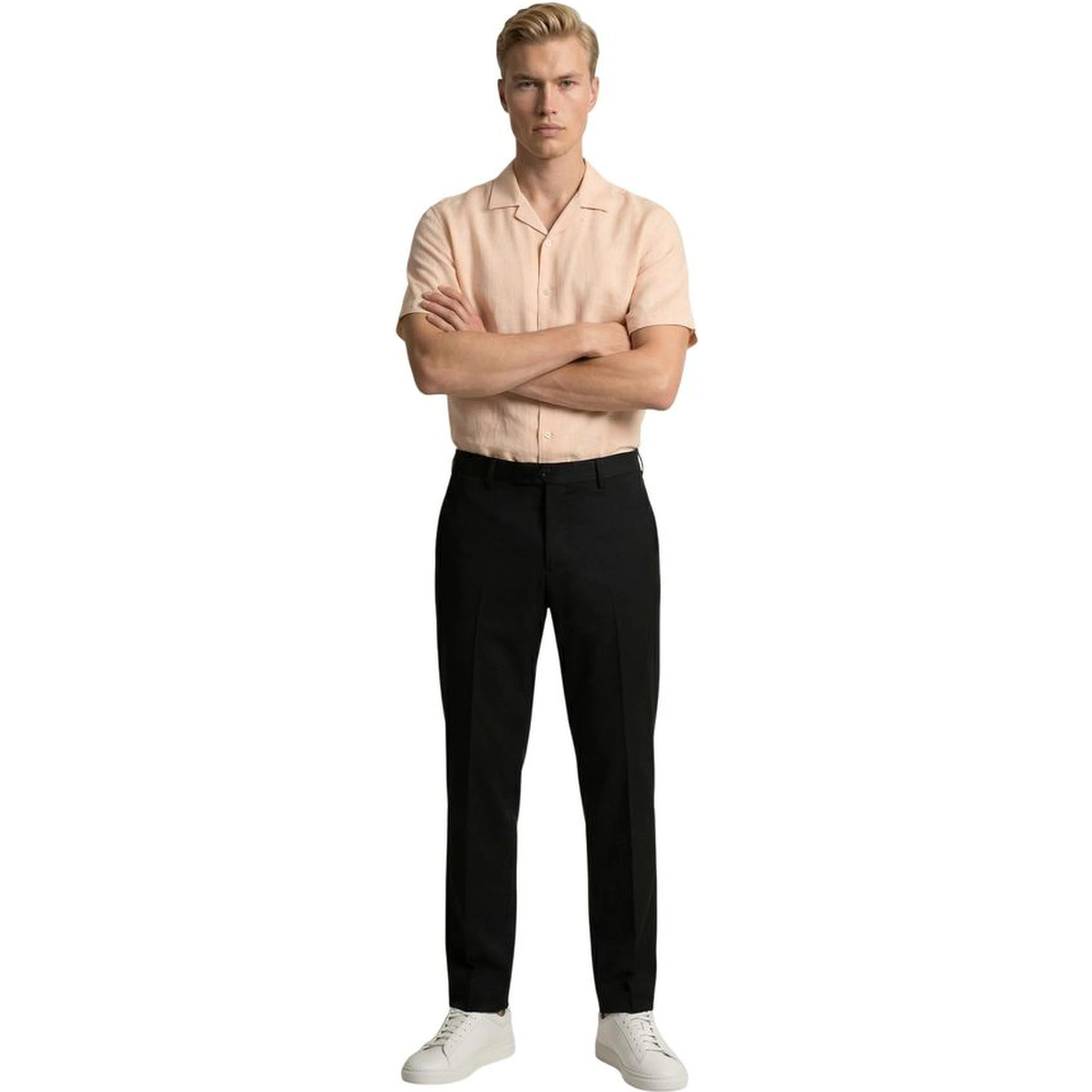 Black Polyester Skinny Pants