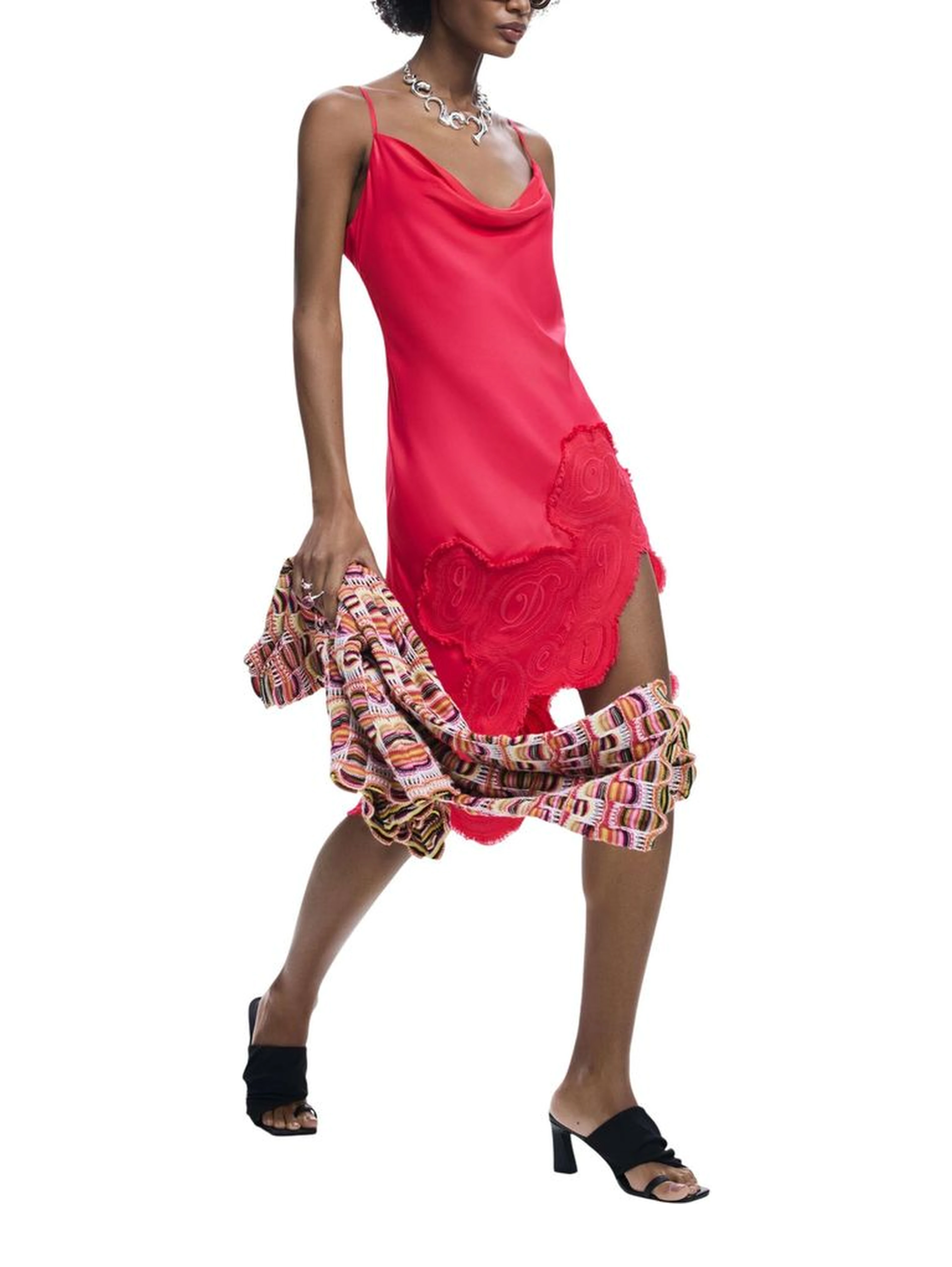 Pink Viscose Long Dress