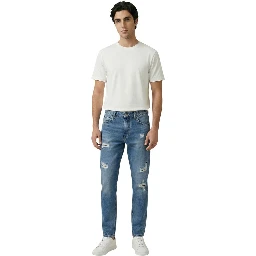Blue Cotton Skinny Jeans