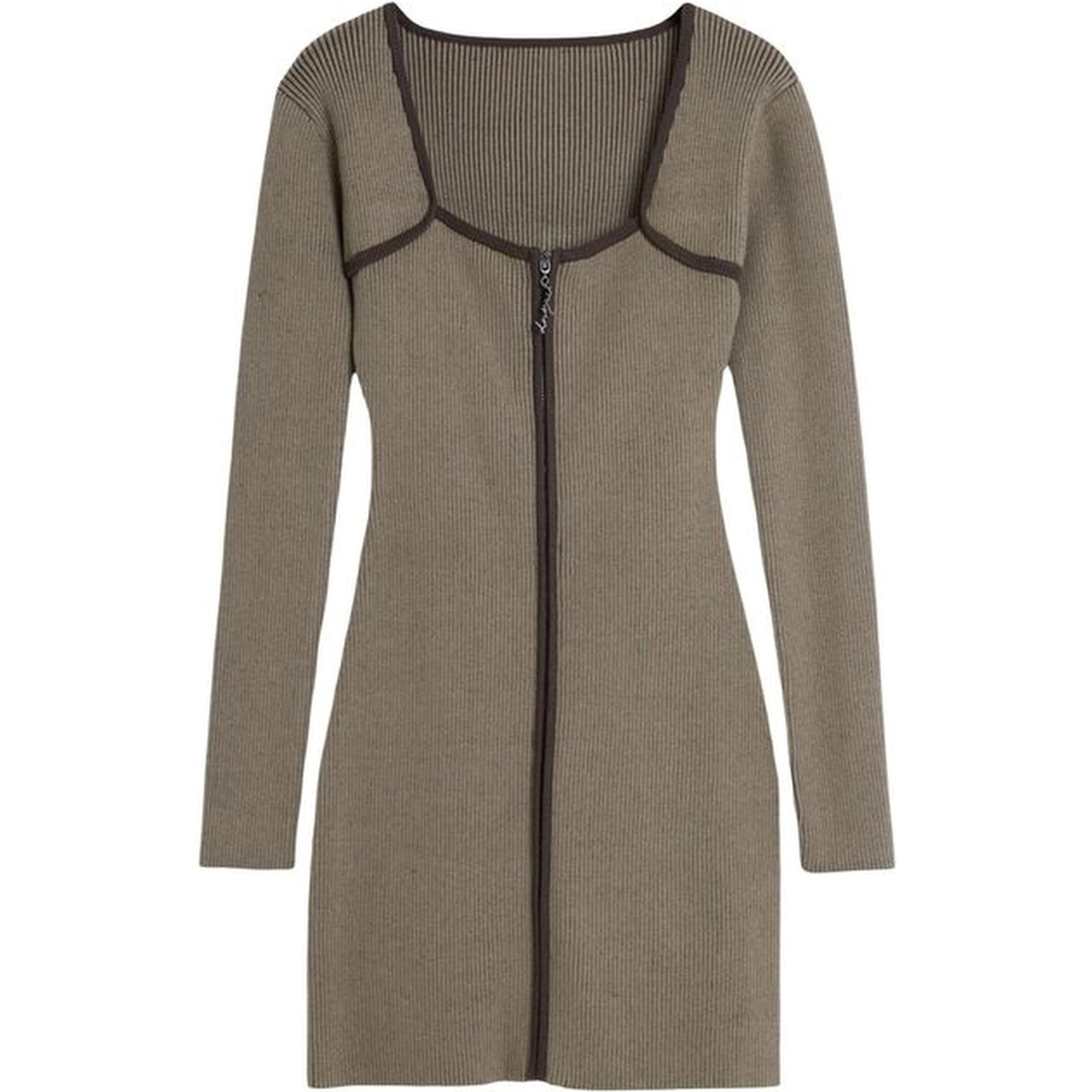 Brown Viscose Midi Dress