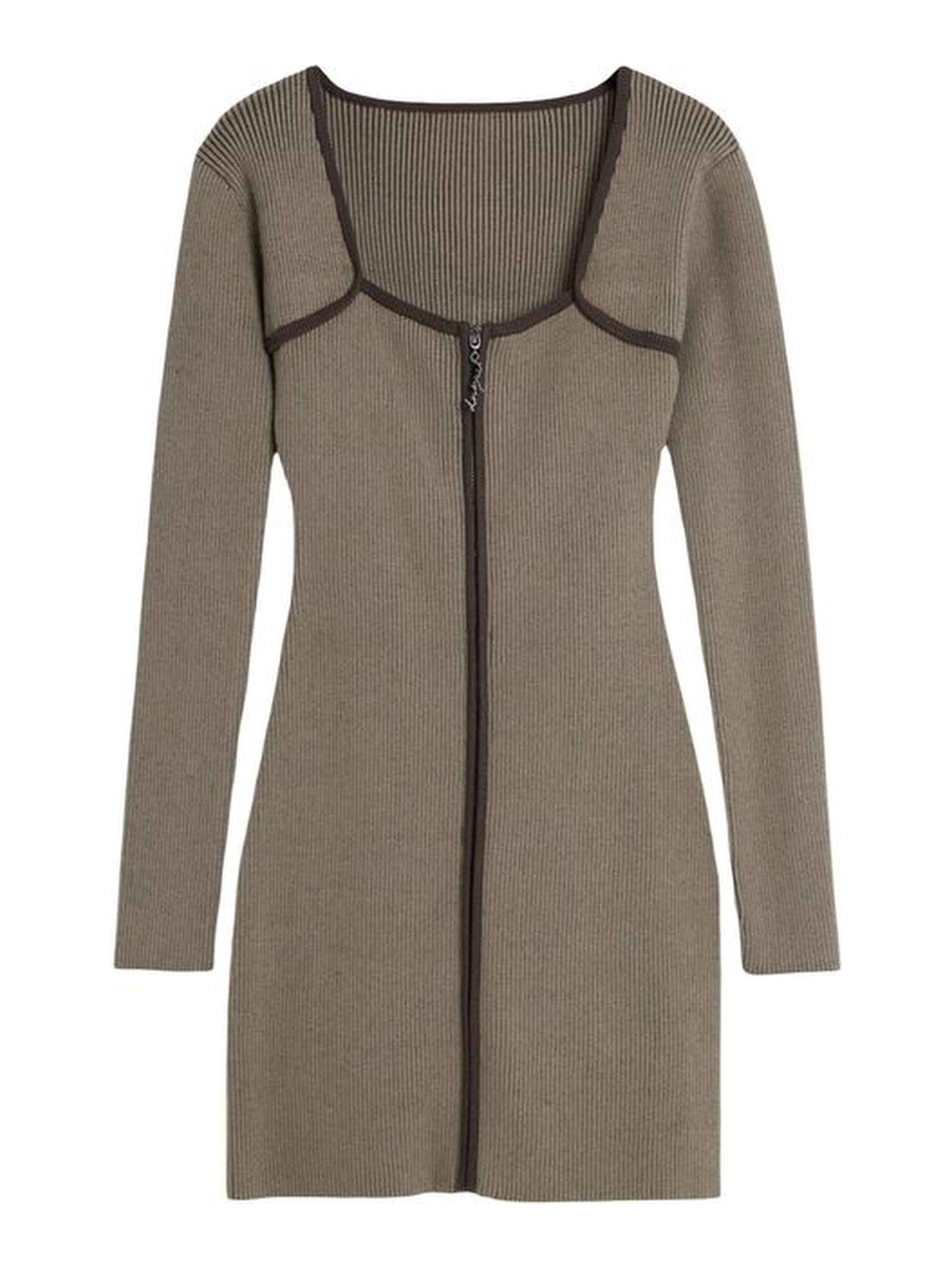Brown Viscose Midi Dress