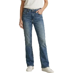 Blue Cotton Bootcut Jeans
