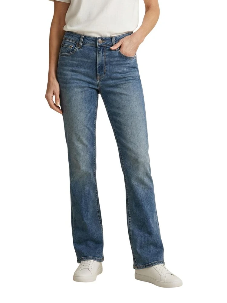 Blue Cotton Bootcut Jeans