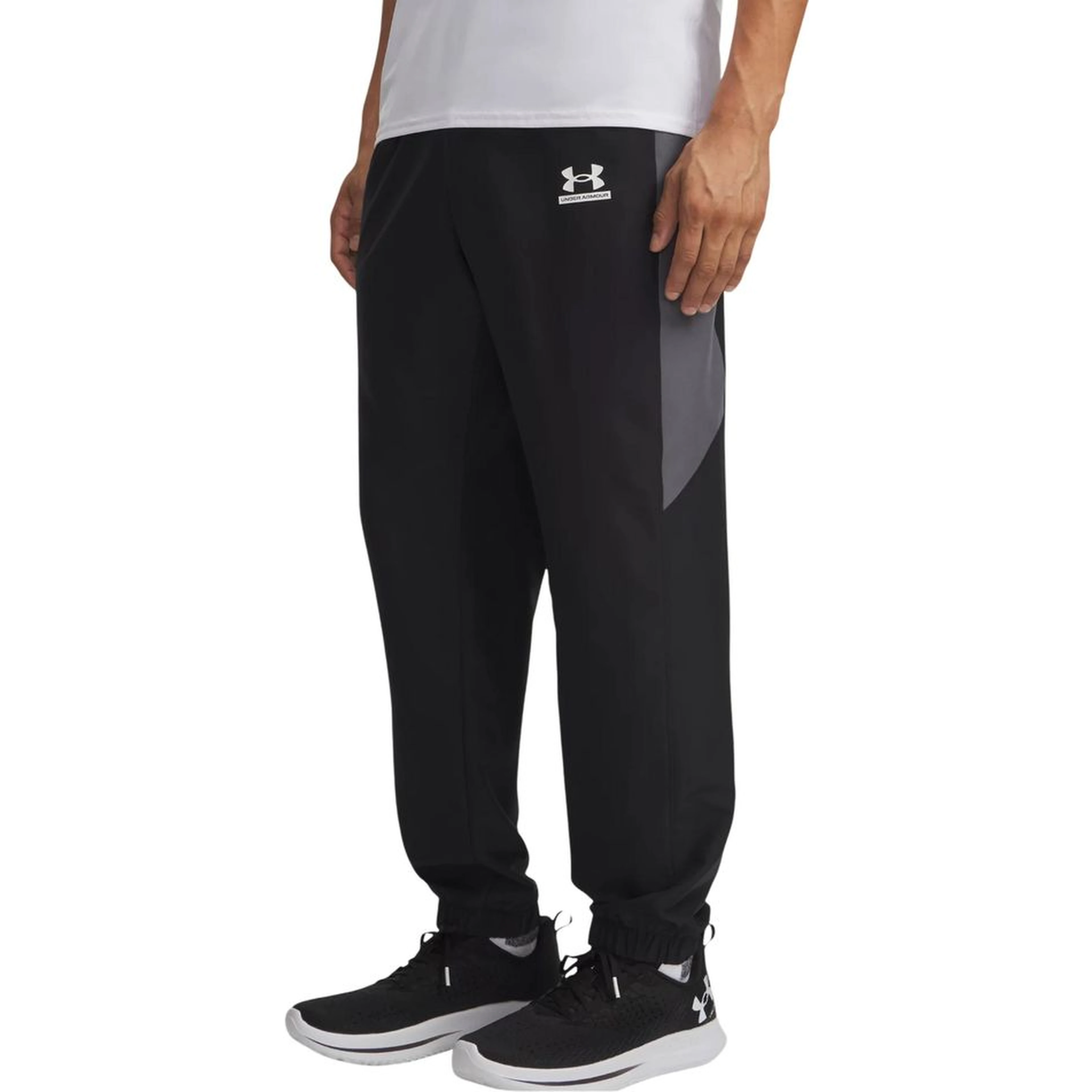 Black And White Polyester Joggers (Workout Pants)
