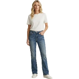 Blue Cotton Bootcut Jeans