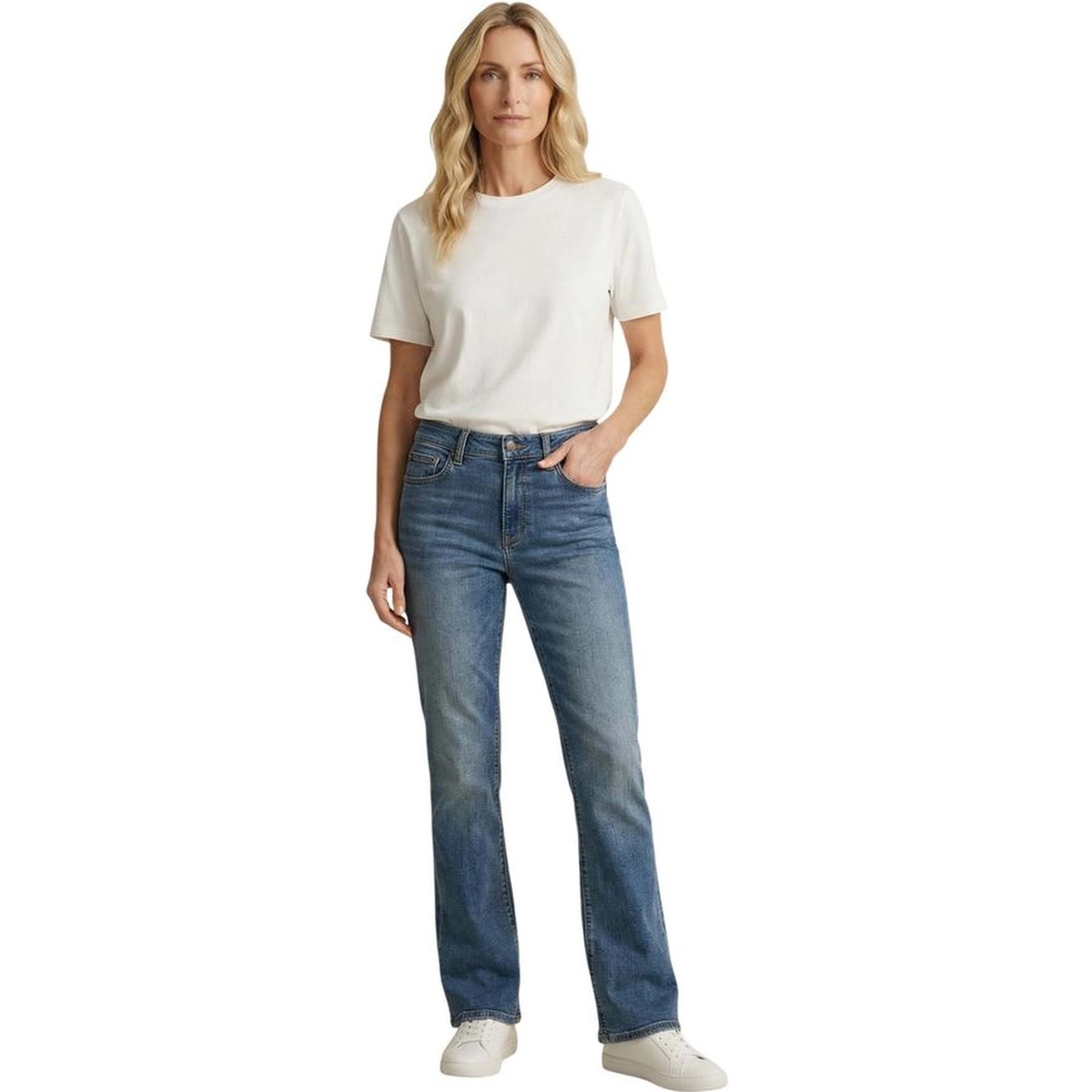 Blue Cotton Bootcut Jeans
